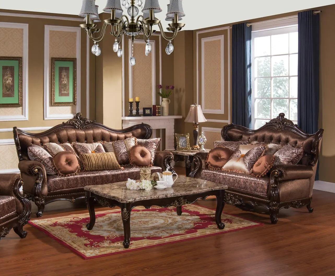 Aroma Traditional Cherry Wood Finish Living Room Set - Image 2