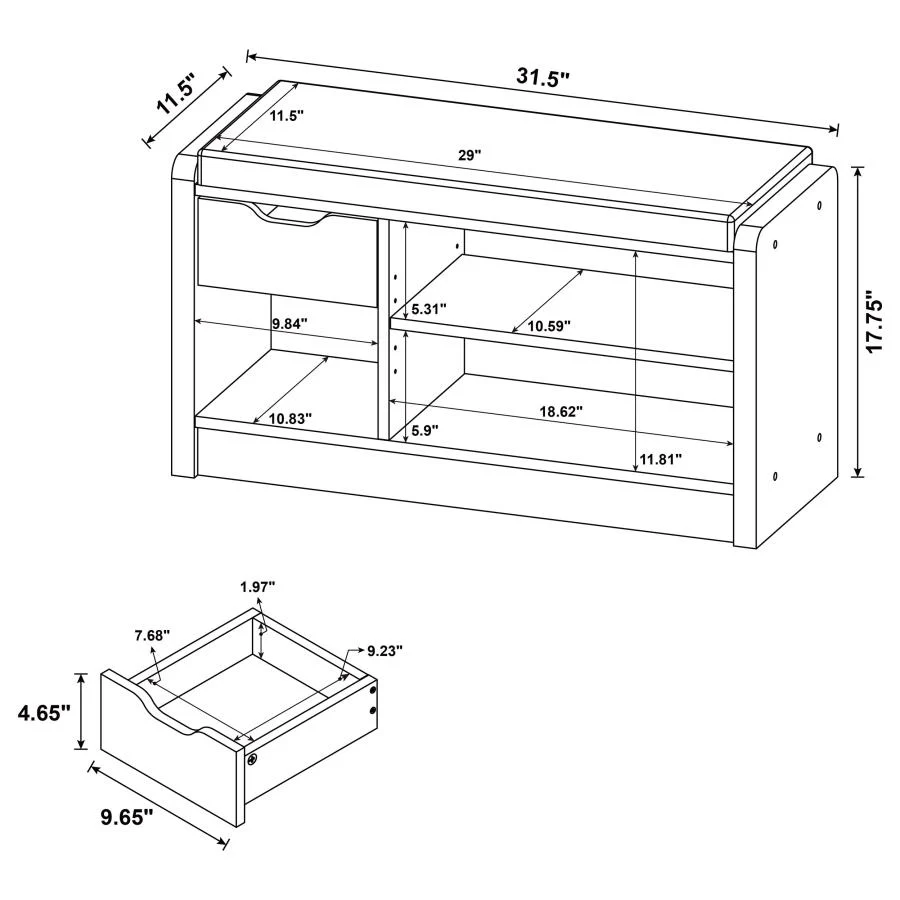 Arrington Smoked Oak Storage Bench - Image 8
