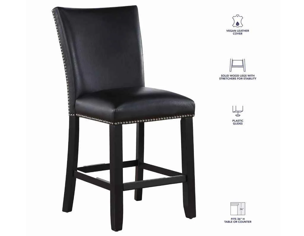 Artemis Black Vegan Leather 24″ Counter Stool - Image 10