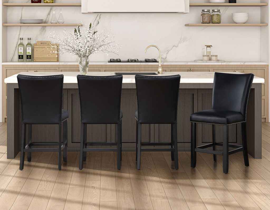 Artemis Black Vegan Leather 24″ Counter Stool - Image 7