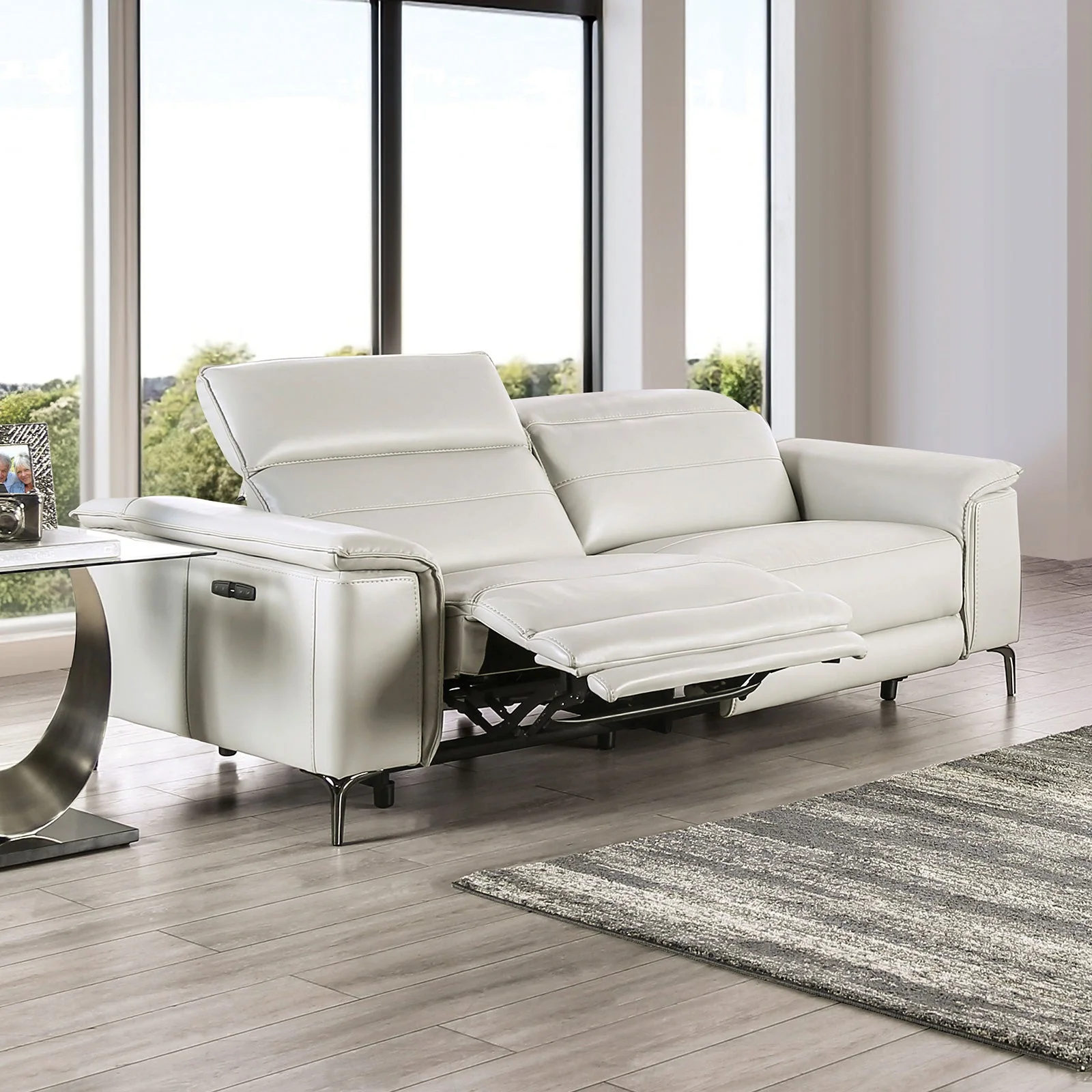 Ascona Light Taupe Leatherette Power Reclining Sofa & Loveseat - Image 2