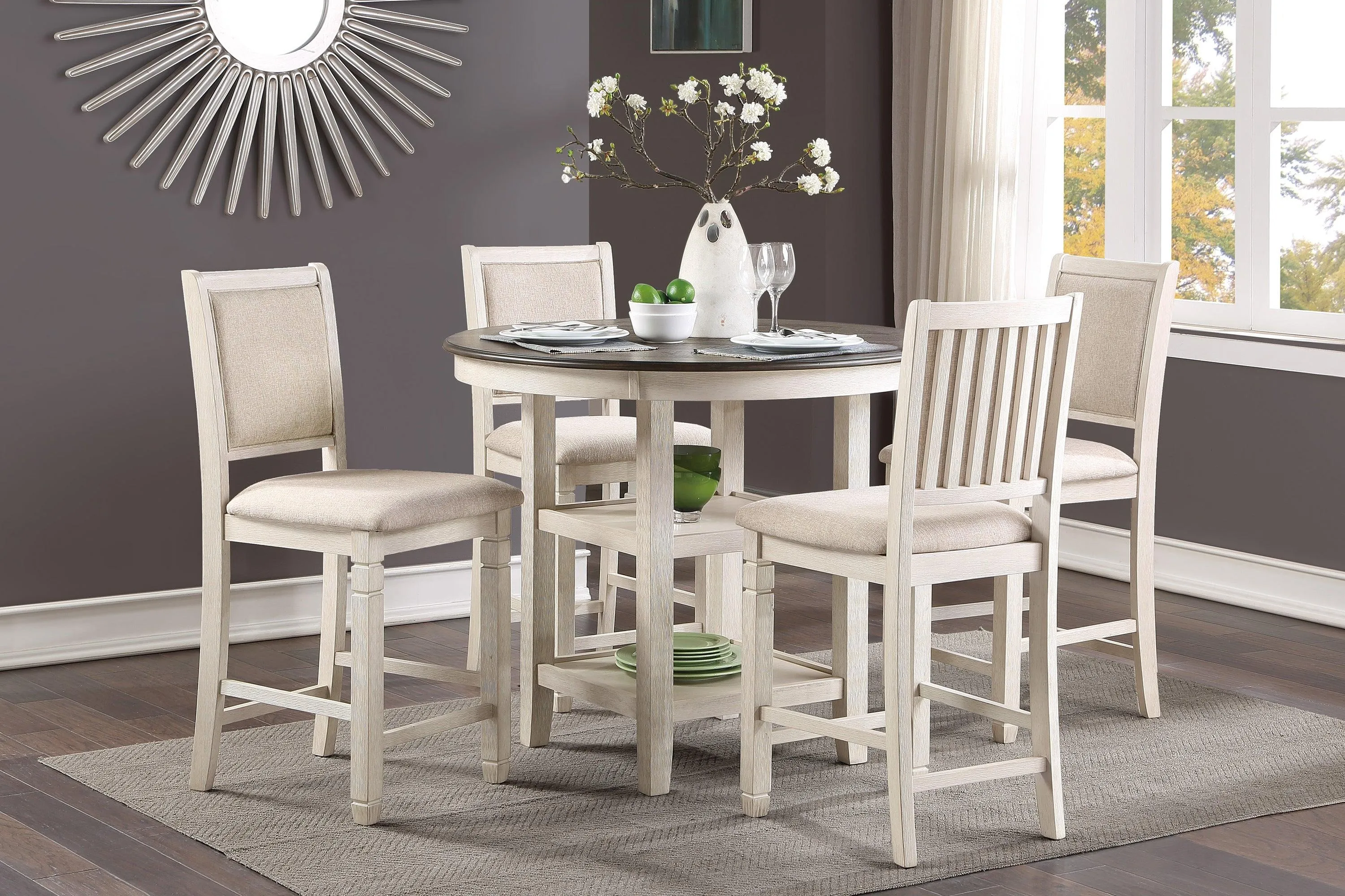Asher Antique White/Brown Counter Height Table - Image 3