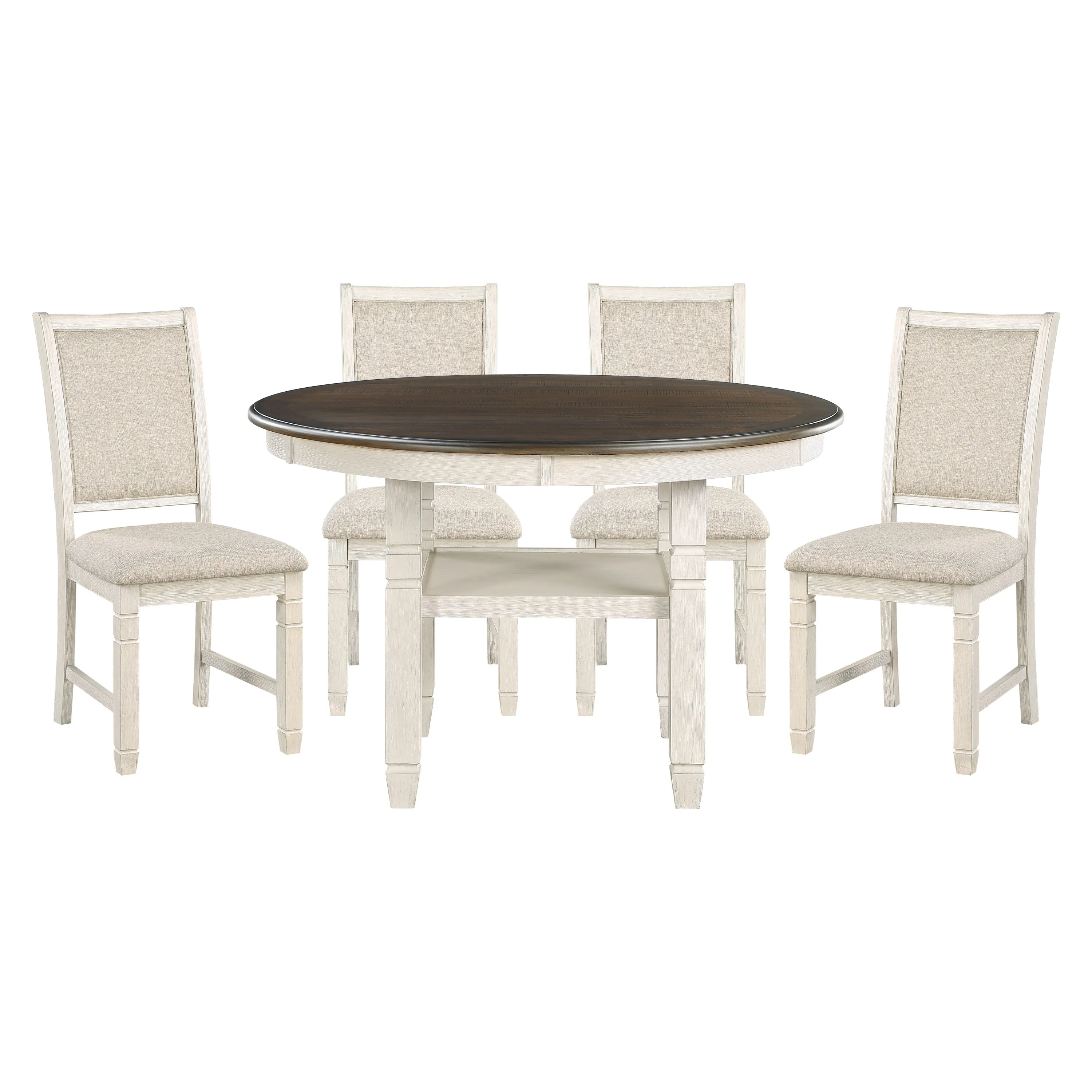 Asher Antique White/Brown Dining Set - Image 2