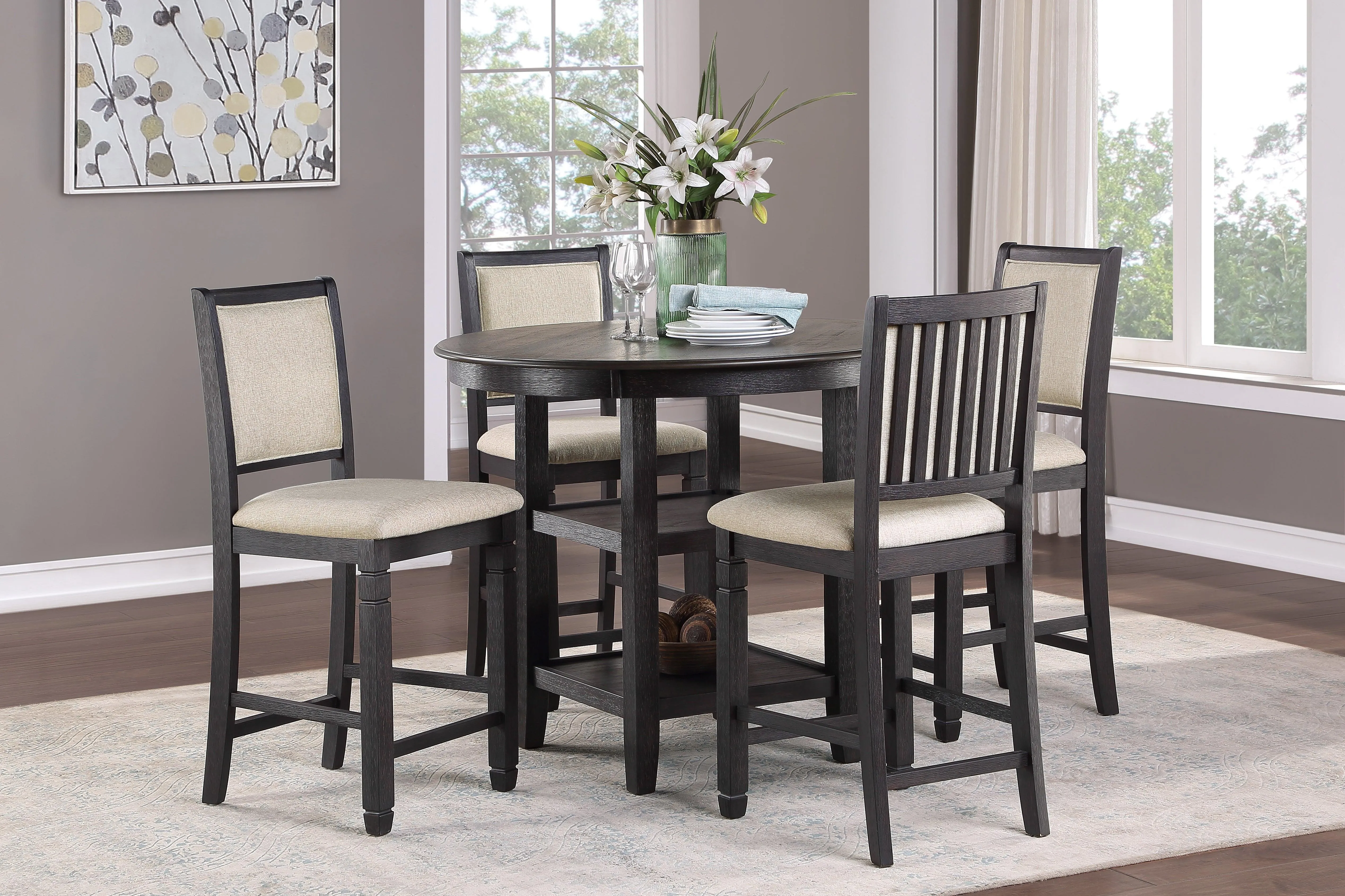 Asher Black/Brown Counter Height Table - Image 3