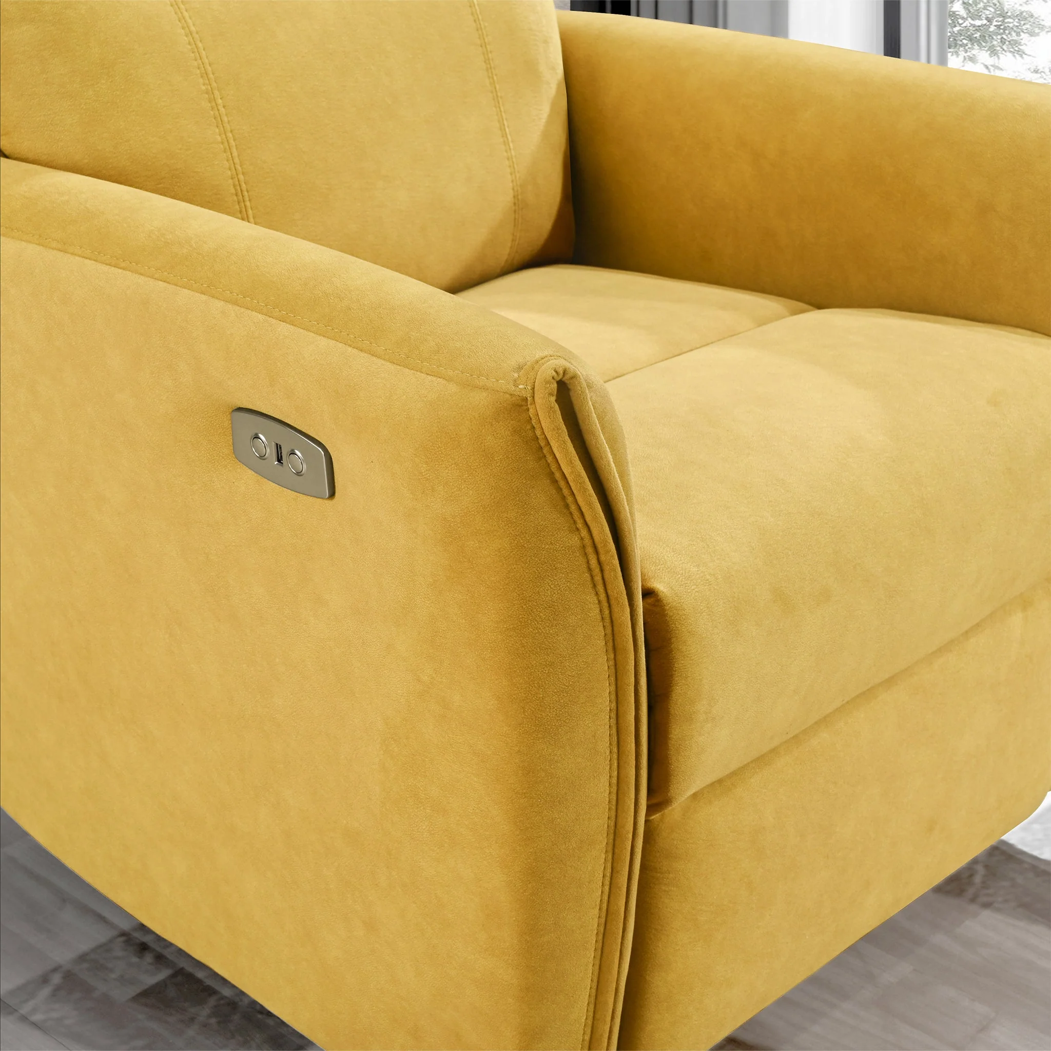 Asheville Dark Yellow Suede Recliner Chair - Image 4