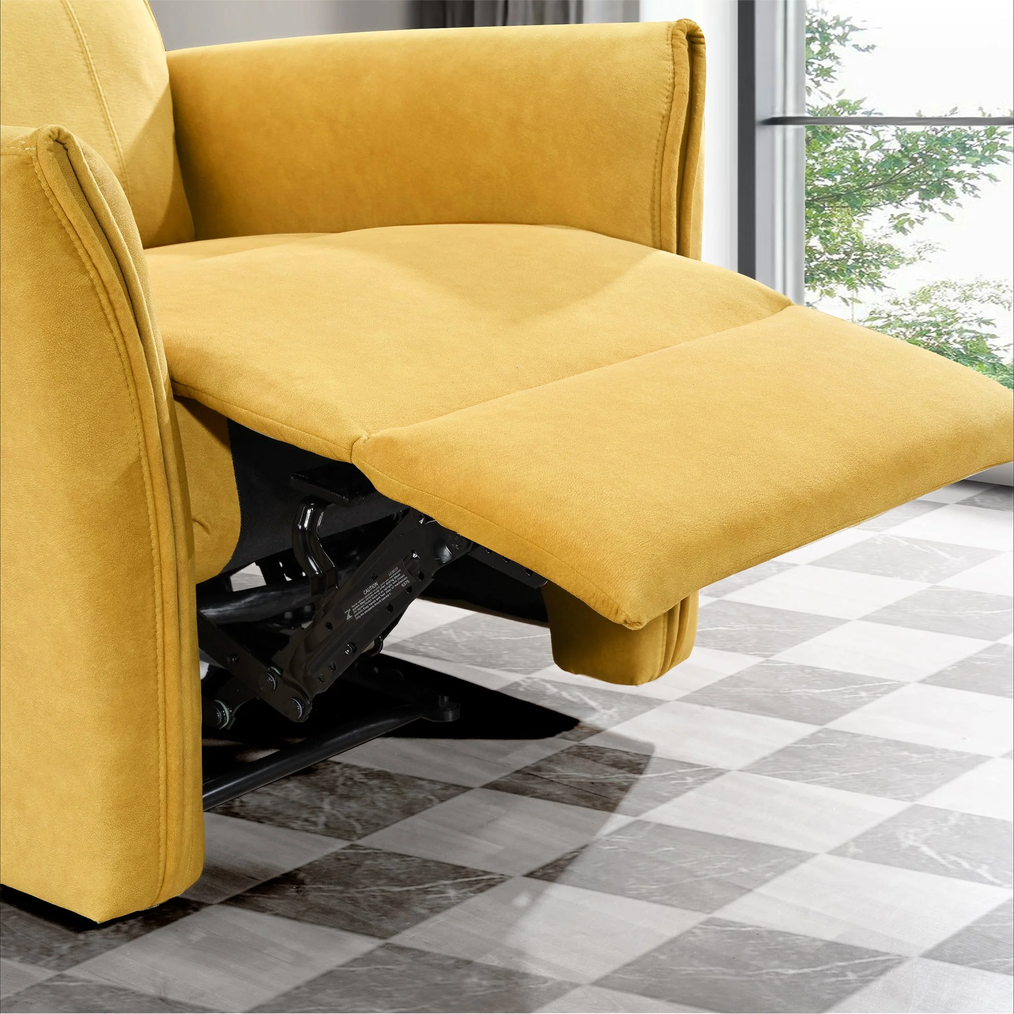 Asheville Dark Yellow Suede Recliner Chair - Image 5