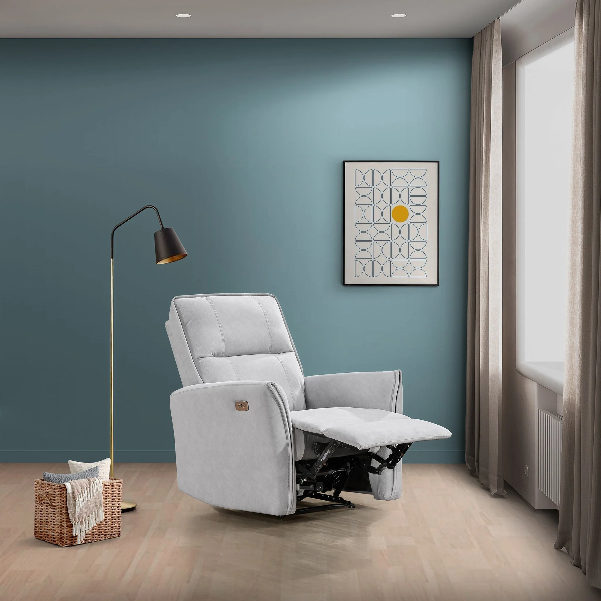 Asheville Grey Suede Recliner Chair - Image 4