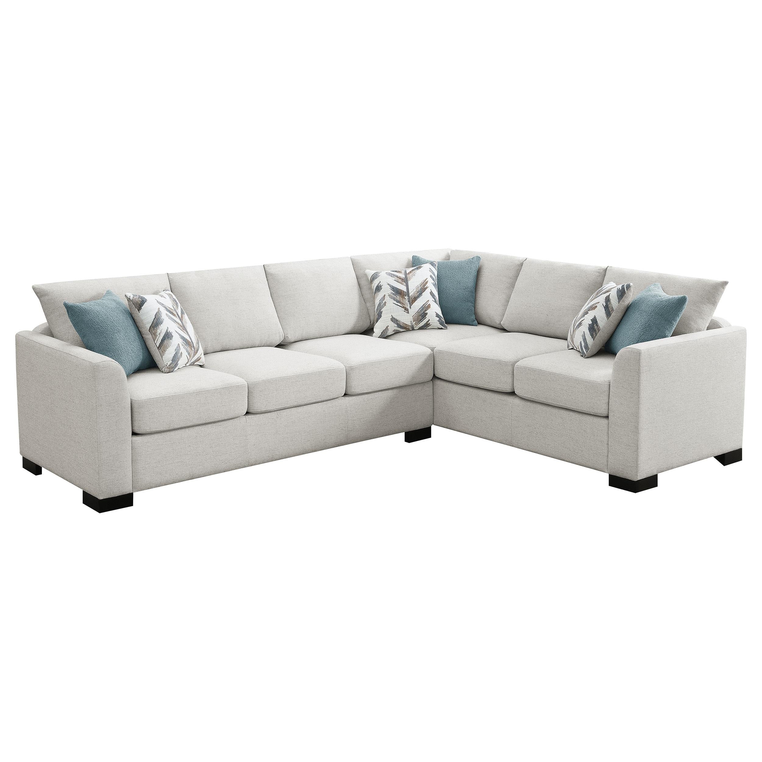 Ashford Greige Chenille Upholstered Sleeper Sectional Sofa - Image 4
