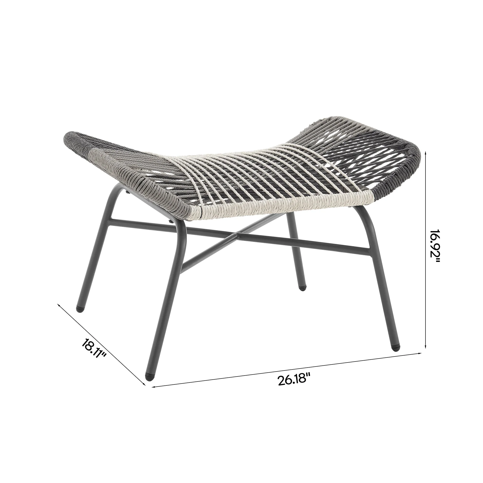 Ashland 3-Piece Patio Conversation Set with Foot Ottomans in Cream - Image 5