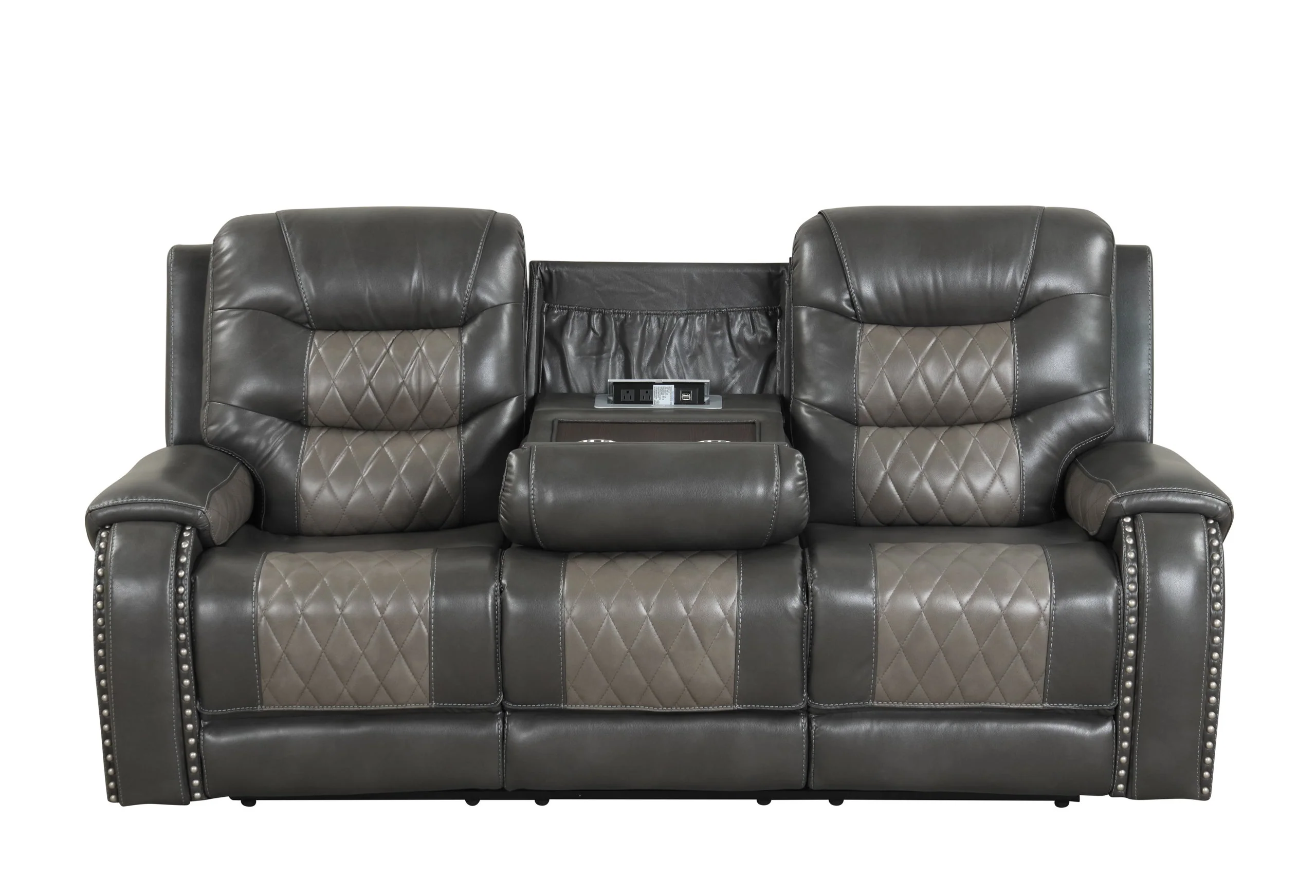Ashley Gray Two-Tone 3-Piece Reclining Living Room Set - Image 3