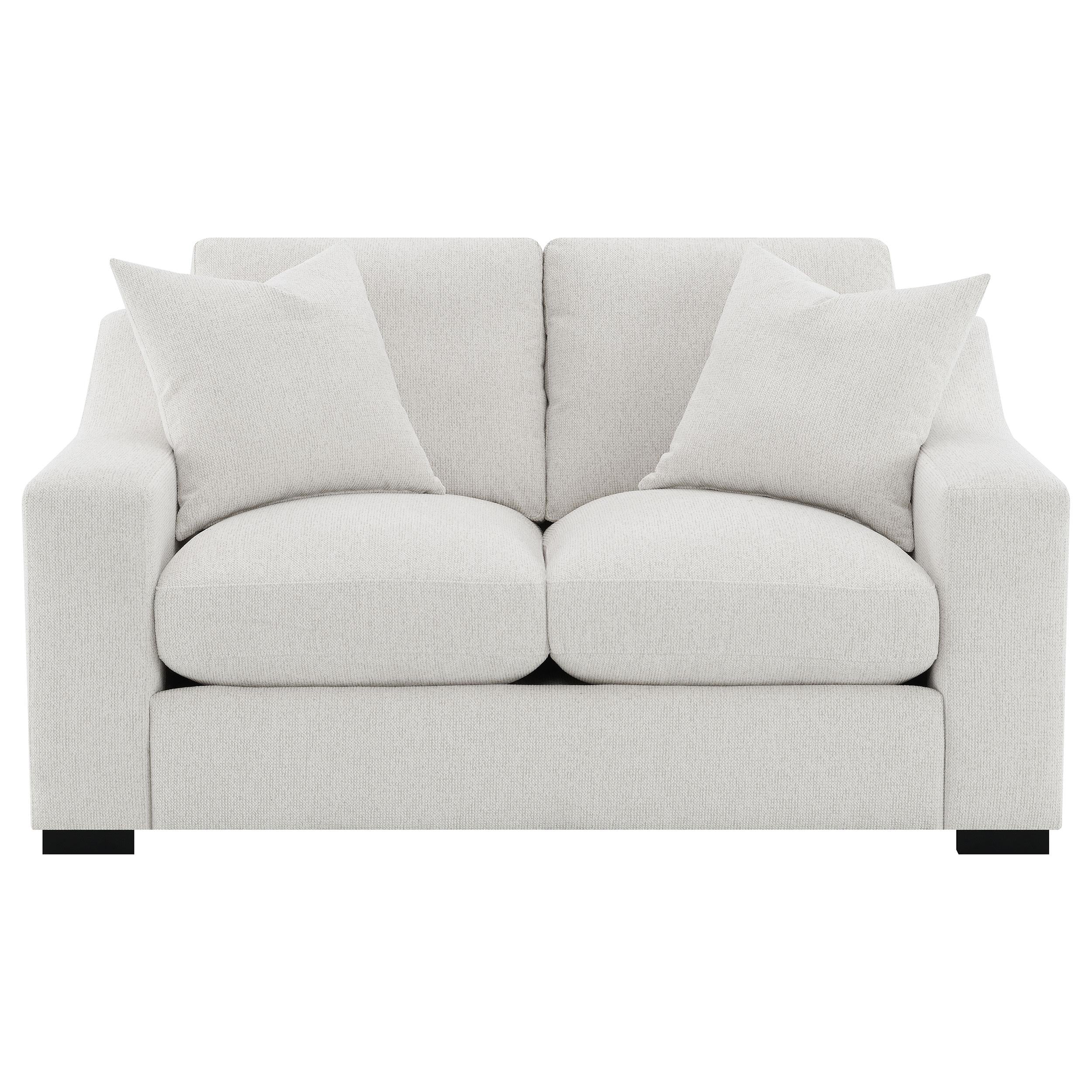 Ashlyn Sand Fabric Upholstered Track Arm Loveseat - Image 2