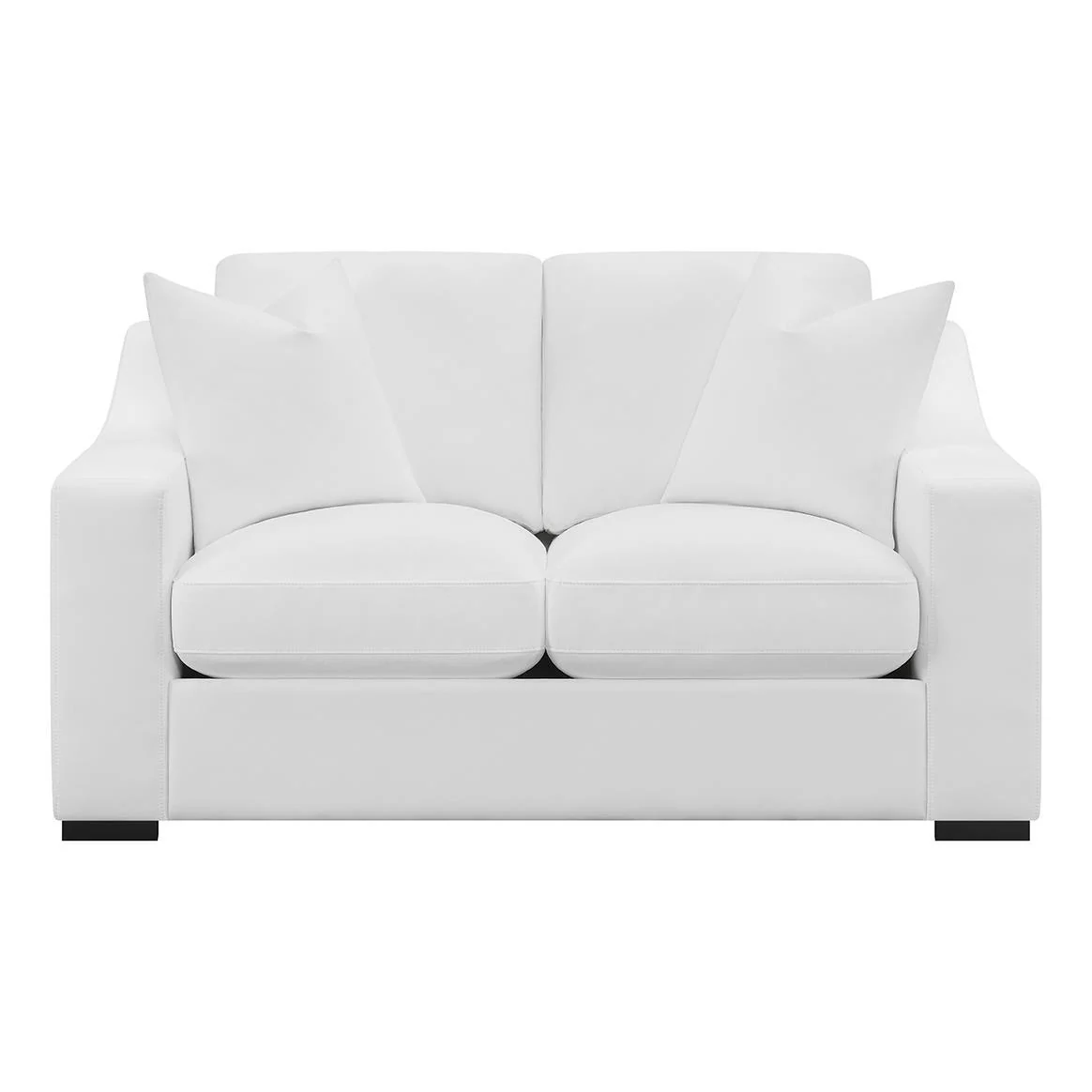 Ashlyn White Upholstered Sloped Arms Loveseat - Image 2