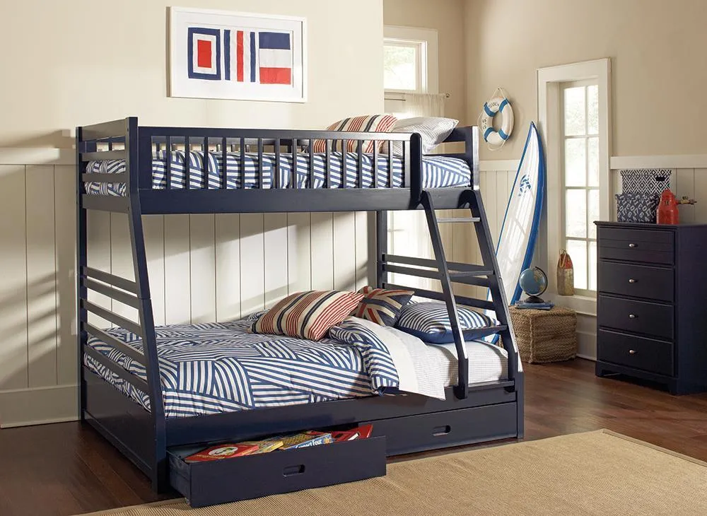 Ashton Navy Blue Twin over Full 2-Drawer Bunk Bed - Image 3