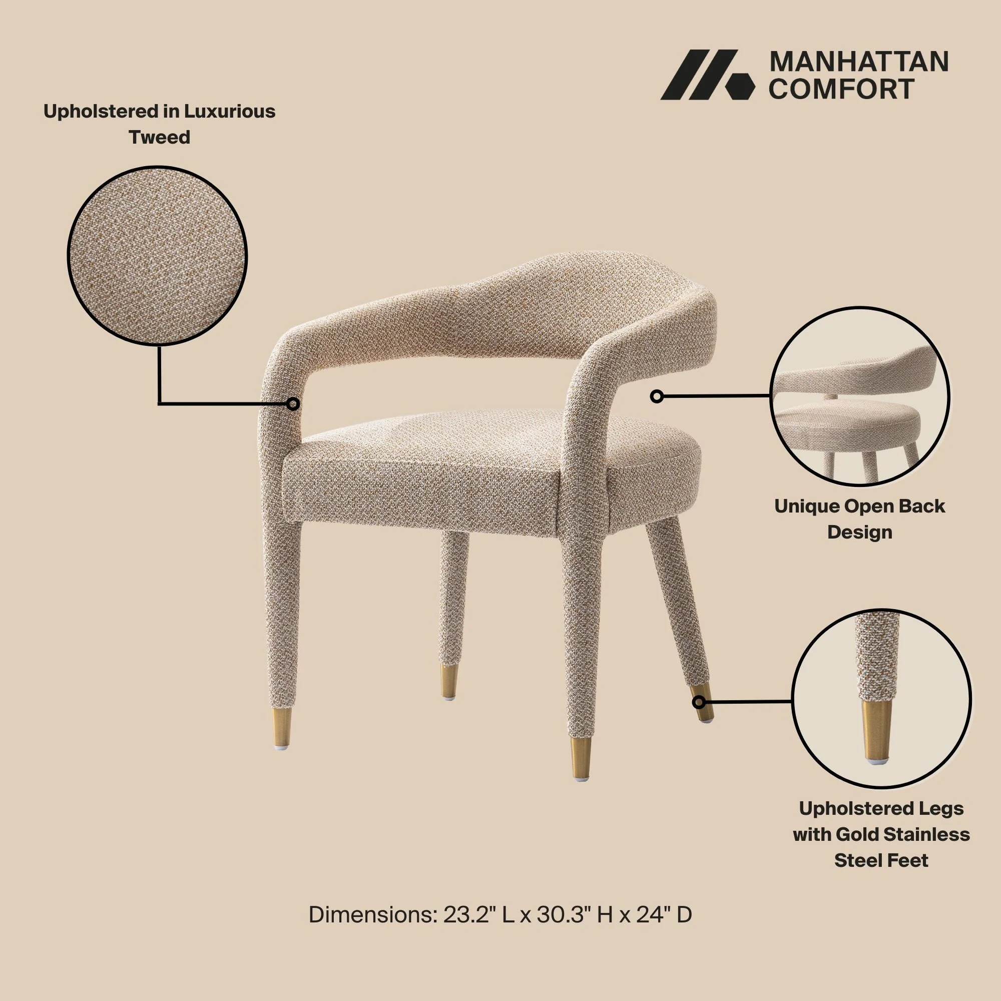 Aspen Dining Armchair in Gold Dust - Image 4