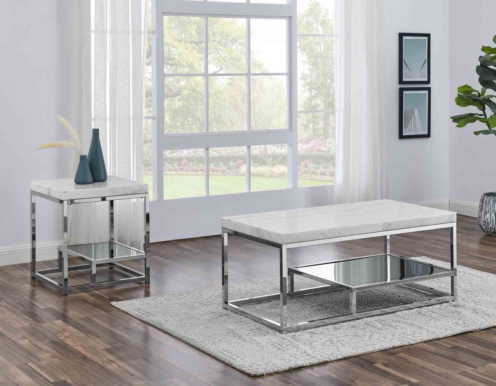 Aston White Marble End Table - Image 3