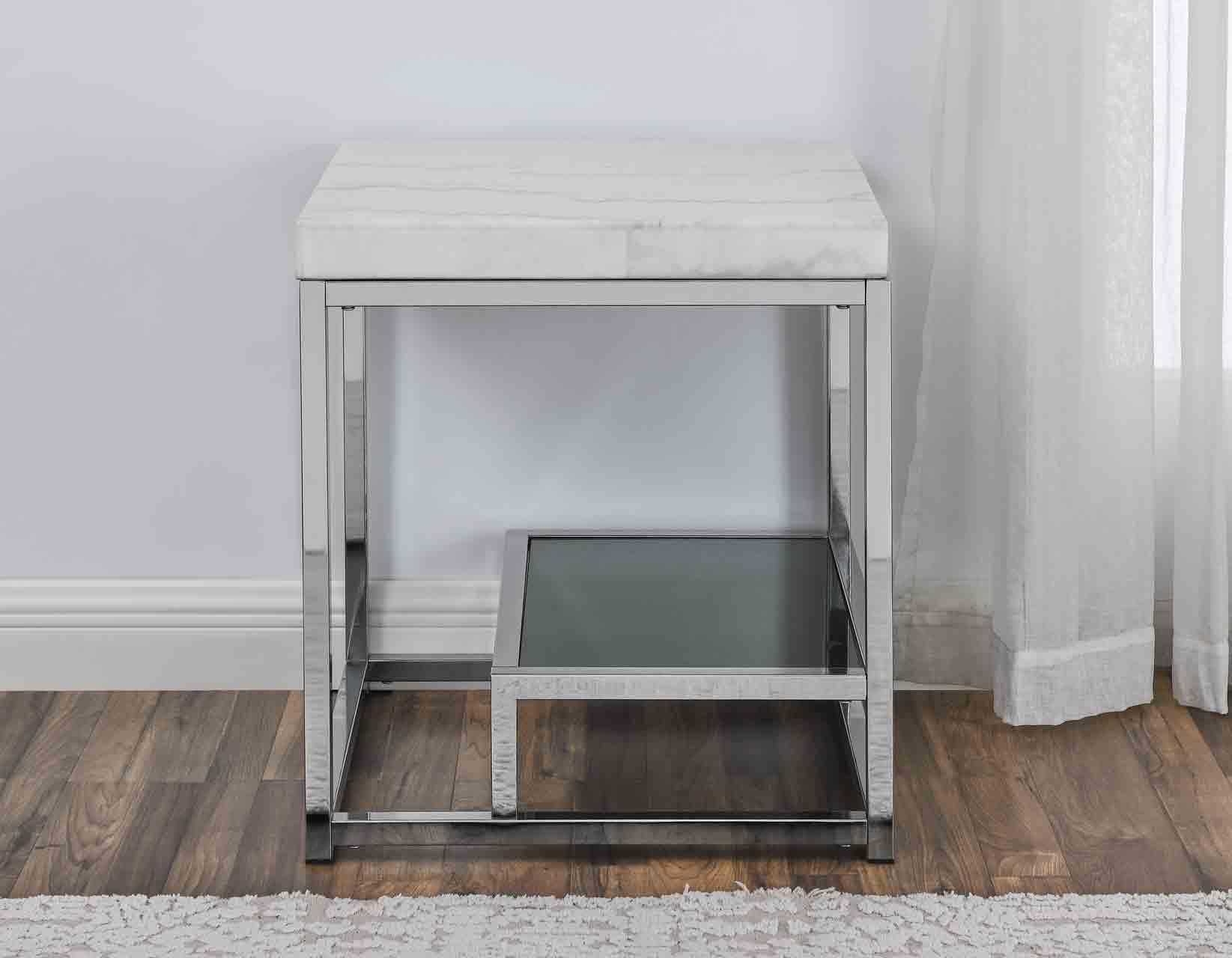 Aston White Marble End Table - Image 4