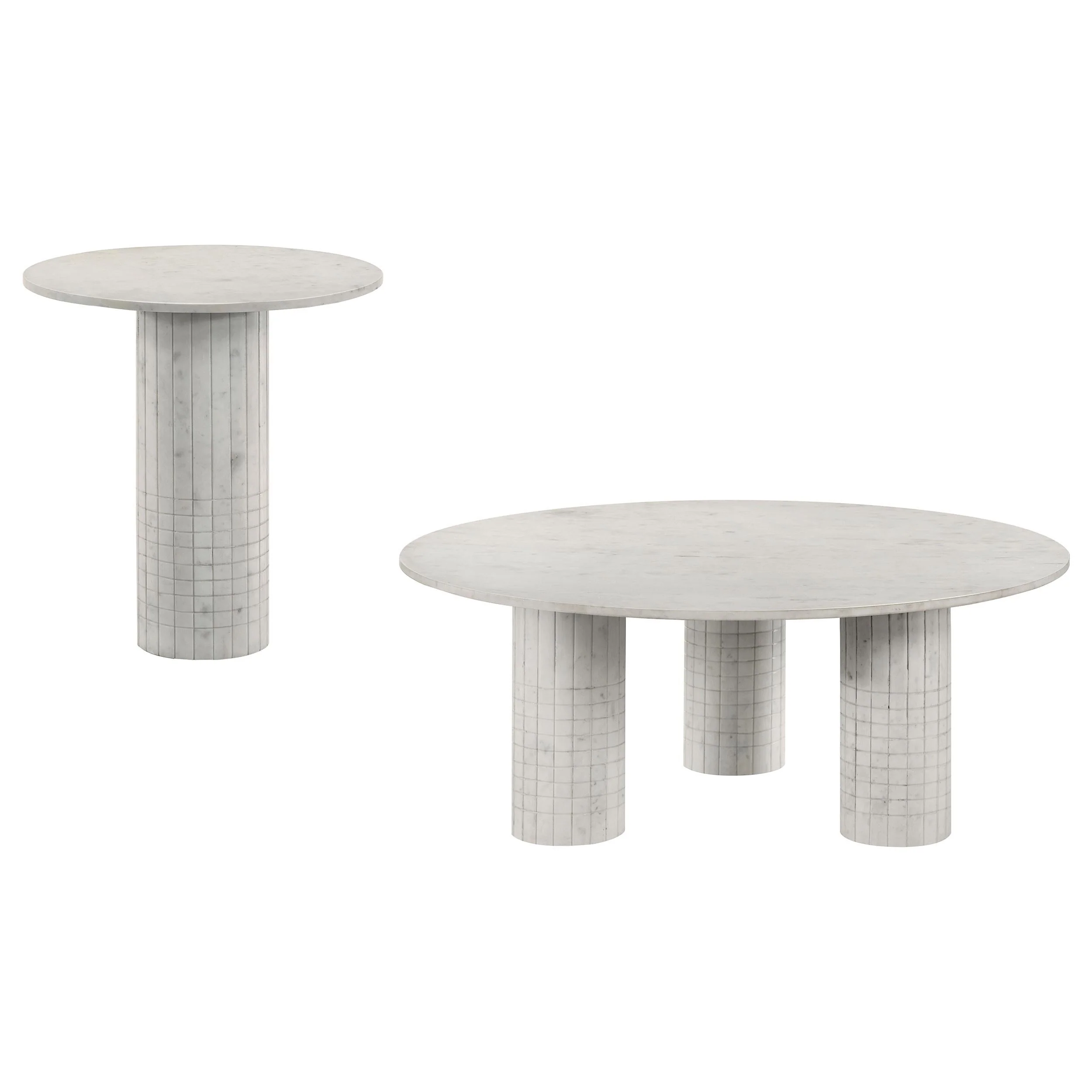 Astoria White 2-Piece Marble Coffee and End Table Set - Image 2