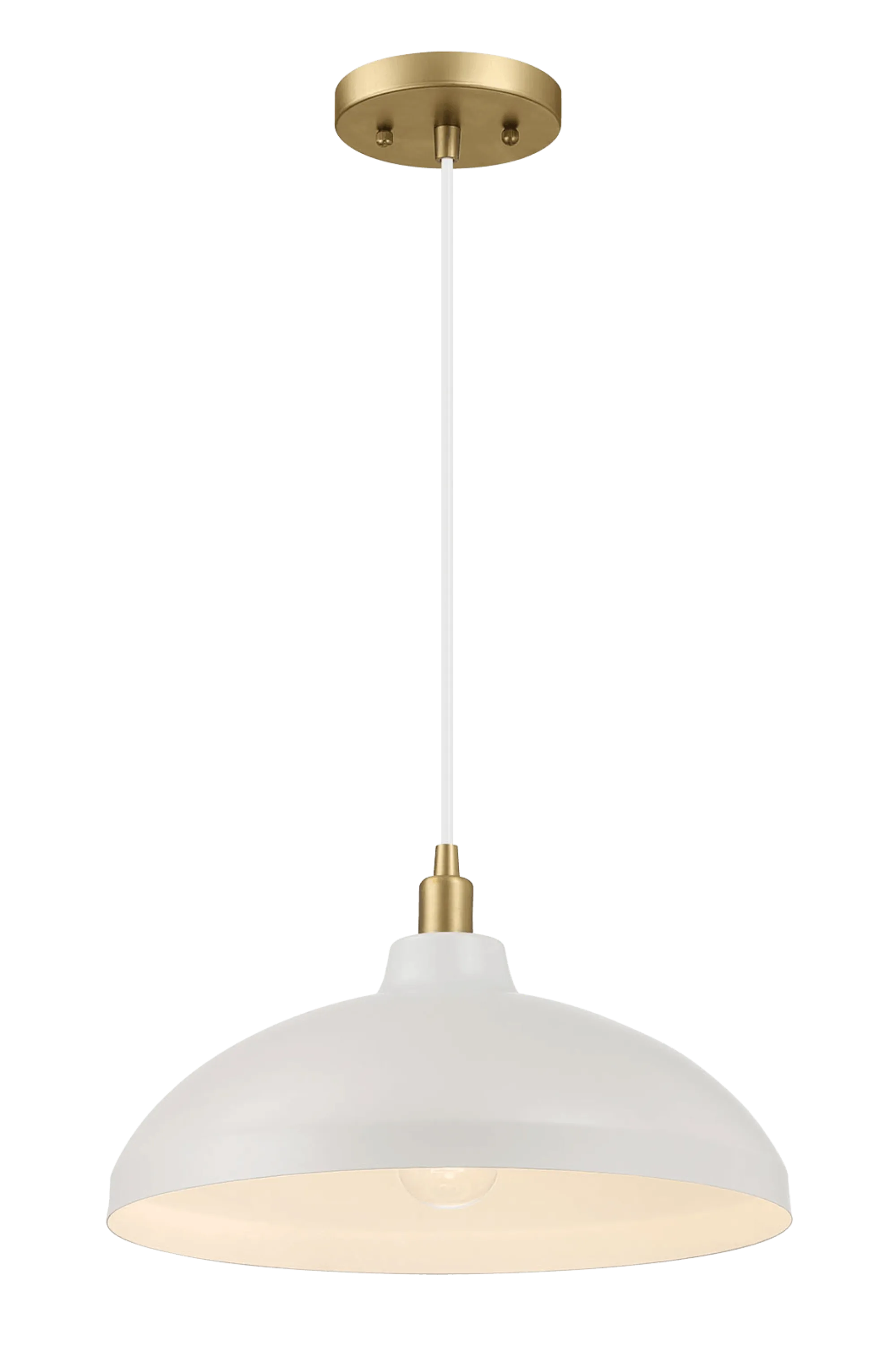 Astral Single Light White Pendant Lamp with Golder Brass Finish for Entrance Kitchen Island 14"D × 8"H - Image 3