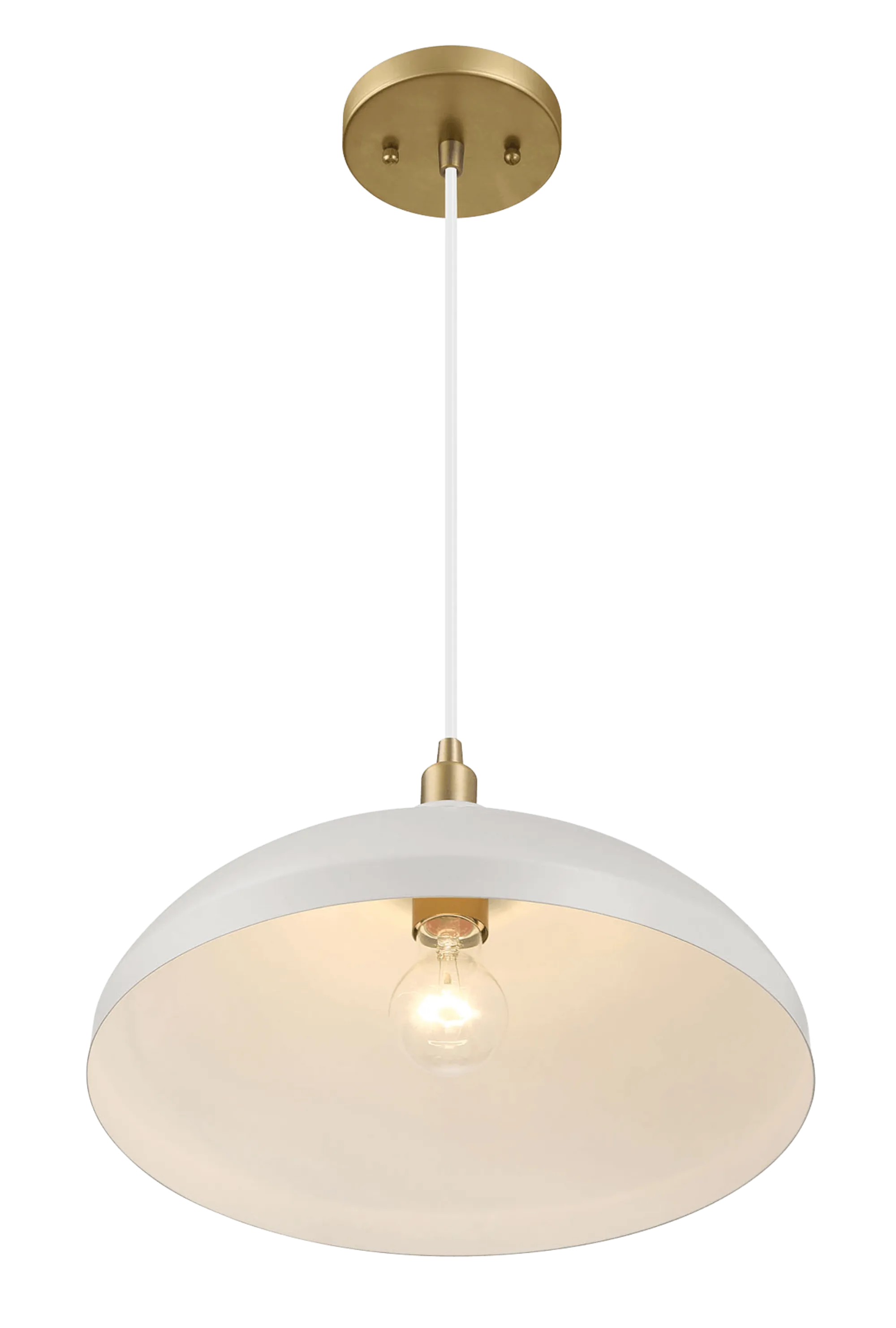 Astral Single Light White Pendant Lamp with Golder Brass Finish for Entrance Kitchen Island 14"D × 8"H - Image 4