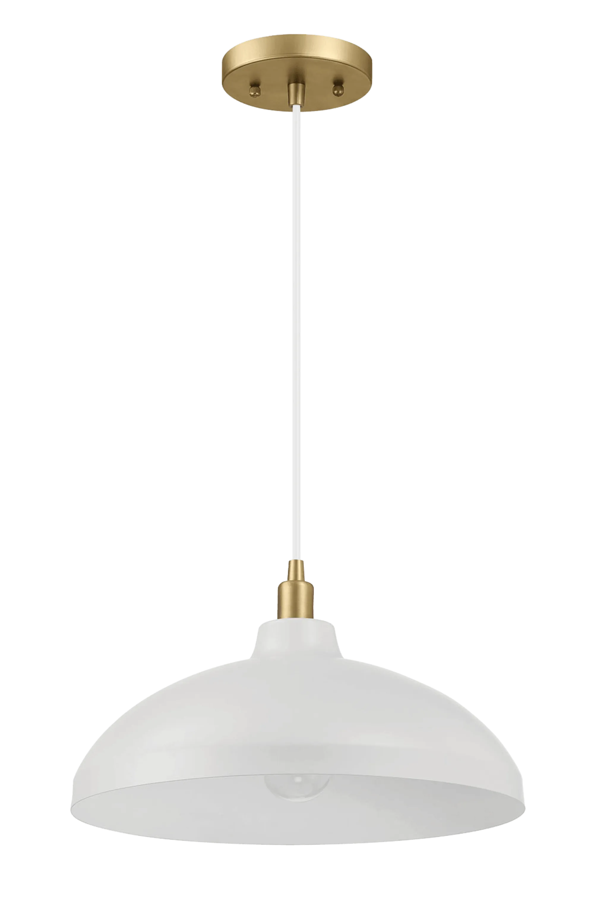 Astral Single Light White Pendant Lamp with Golder Brass Finish for Entrance Kitchen Island 14"D × 8"H - Image 5