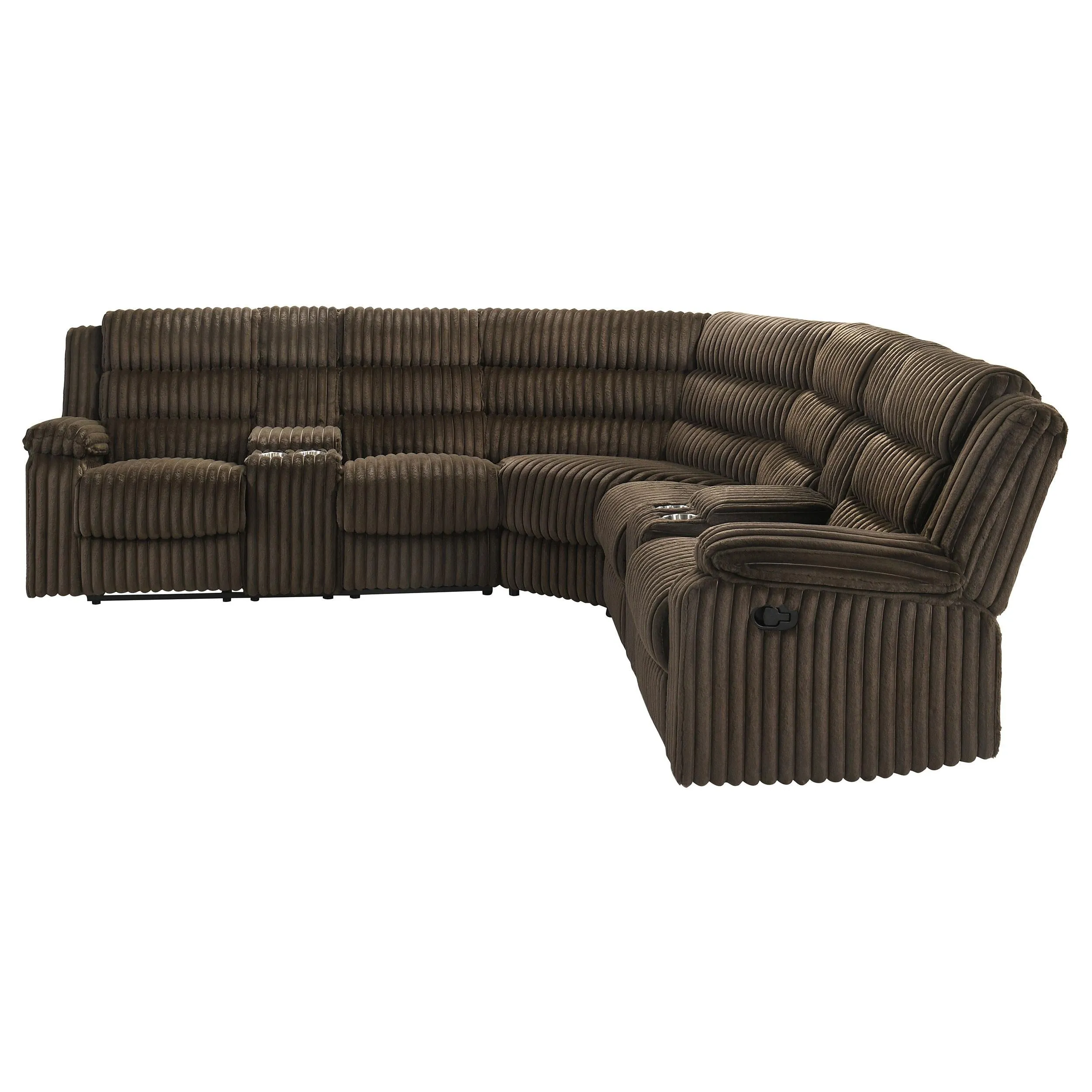 Atkinson Chocolate Upholstered Reclining Sectional Sofa - Image 6
