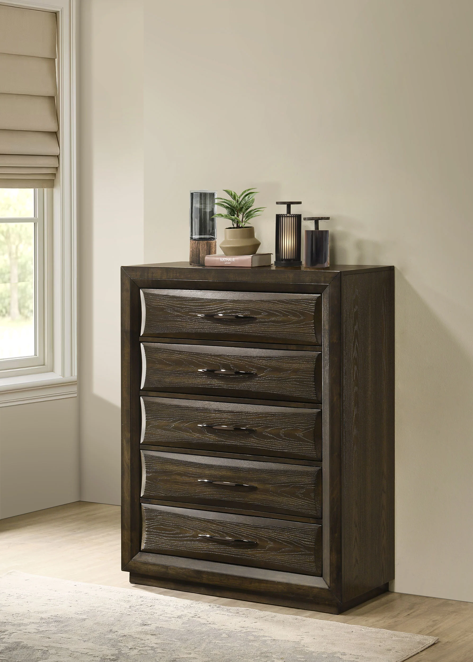 Atlas Dark Oak 5-drawer Bedroom Chest of Drawers