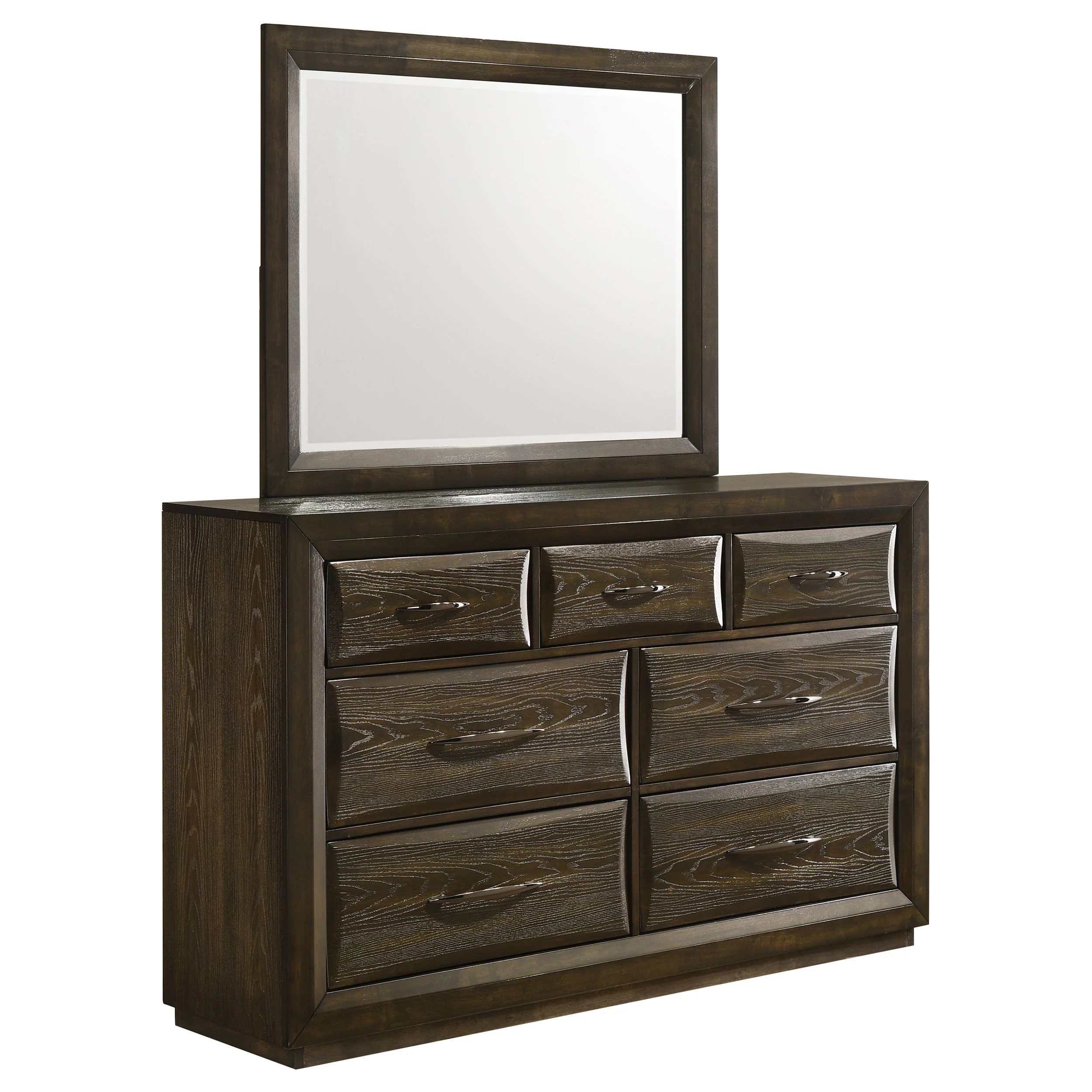 Atlas Dark Oak 7-drawer Bedroom Dresser and Mirror Set - Image 2