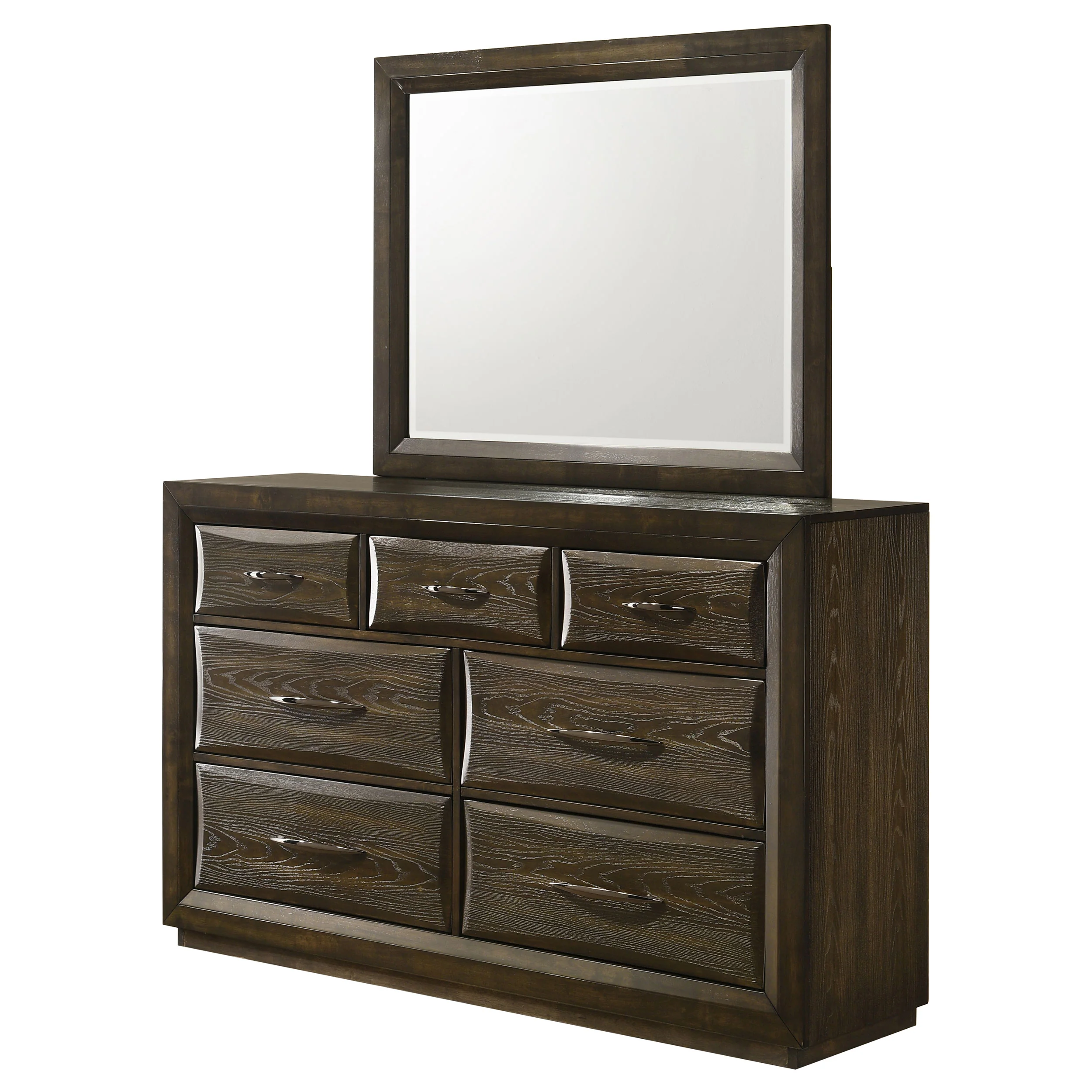 Atlas Dark Oak 7-drawer Bedroom Dresser and Mirror Set - Image 4
