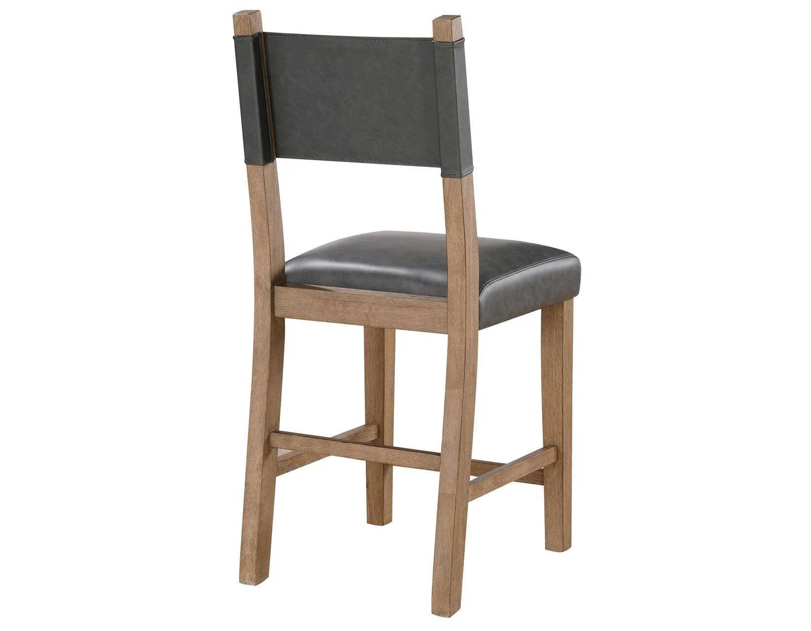 Aubrey 24″ Driftwood Counter Chair with Gray Vegan Leather - Image 5