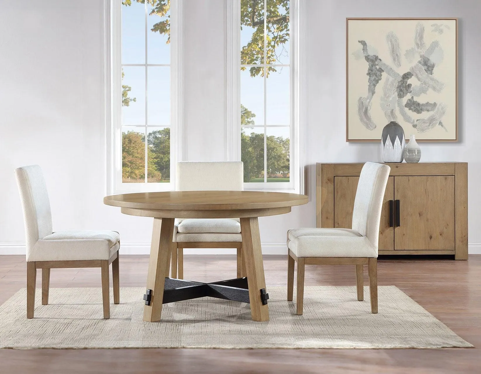 Aubrey 5-Piece 54″ Round Dining Table Set, Driftwood - Image 2