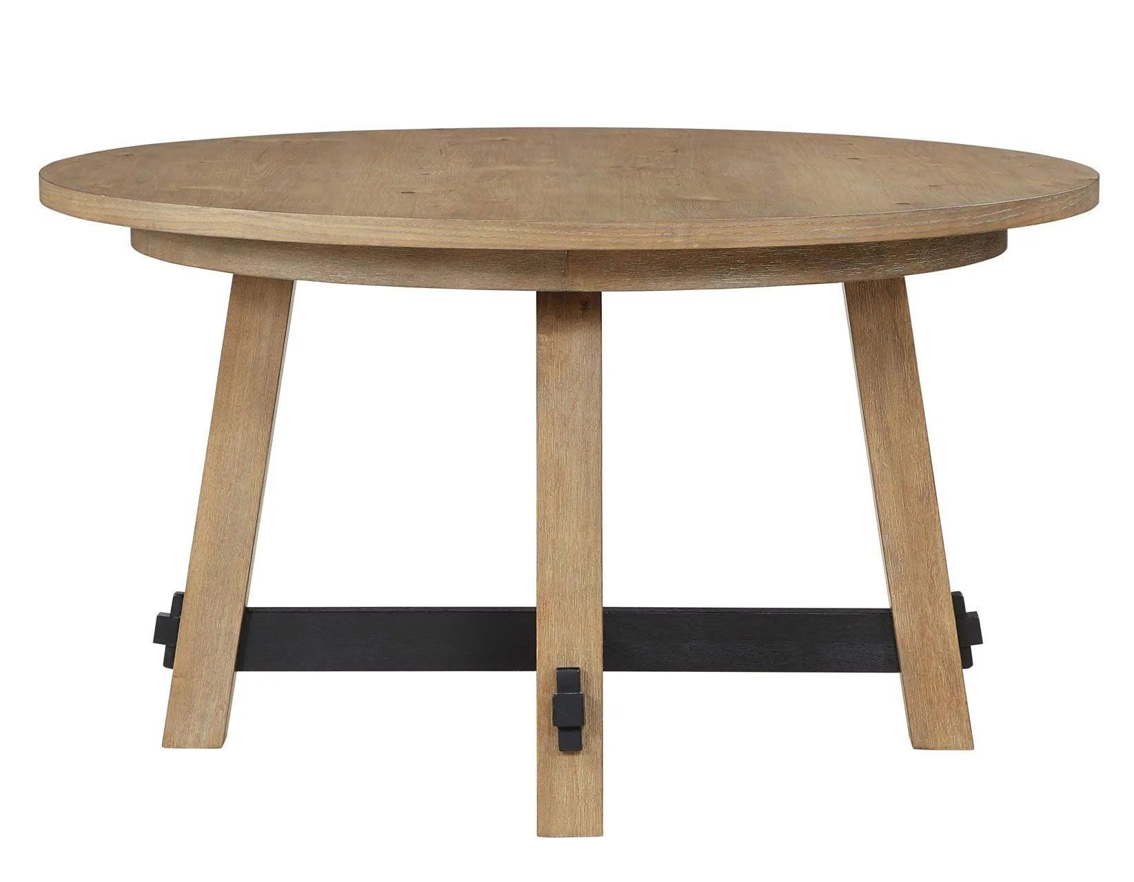 Aubrey 54″ Round Dining Table, Driftwood with Black Stretchers - Image 6