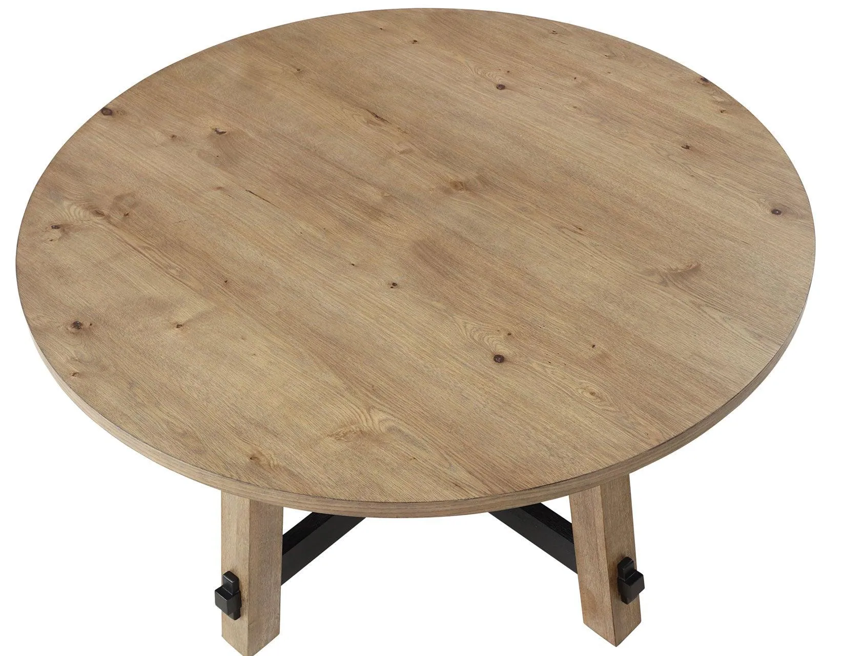 Aubrey 54″ Round Dining Table, Driftwood with Black Stretchers - Image 8