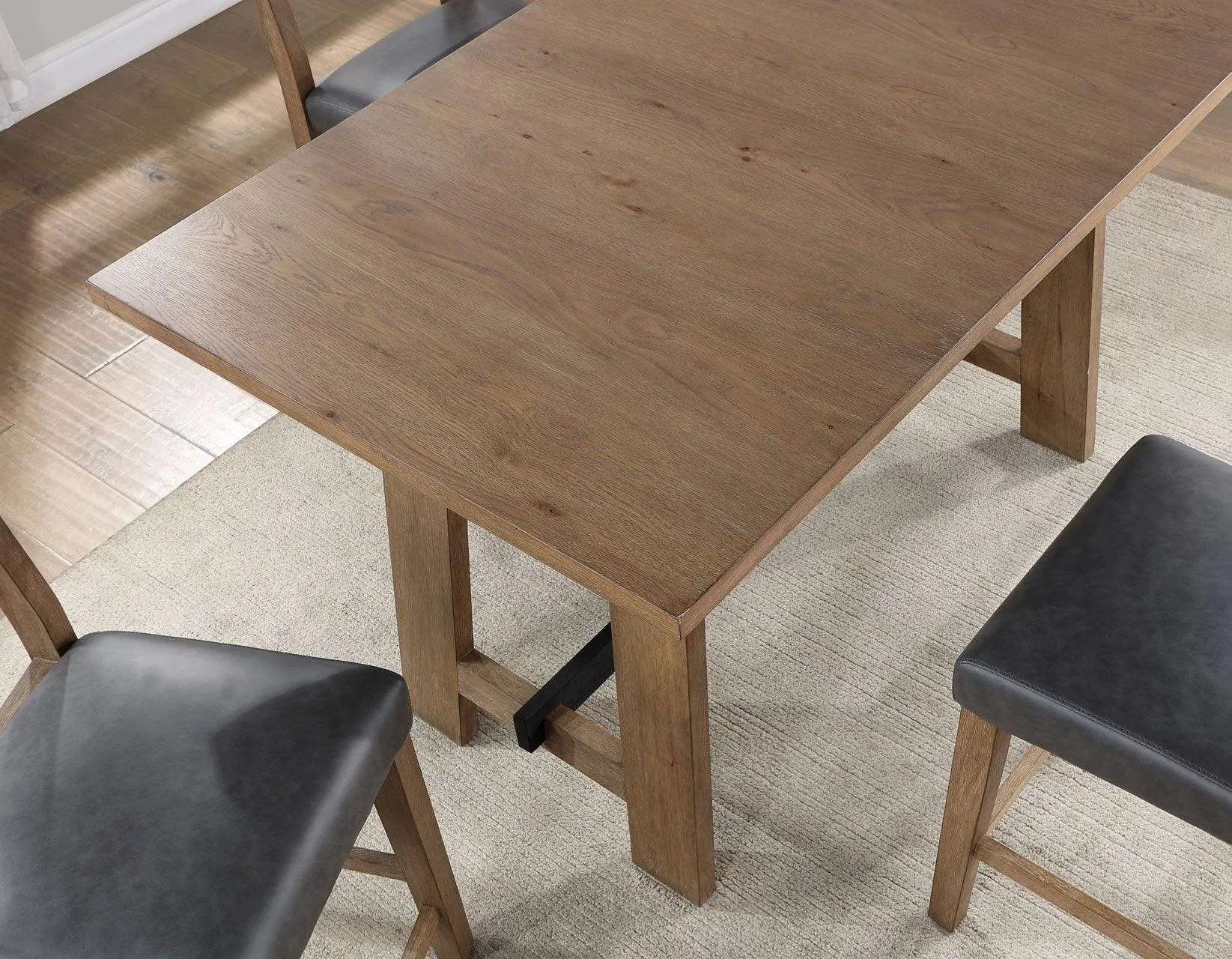 Aubrey 59.5″ Drifwood Counter Table with Black Stretchers - Image 10
