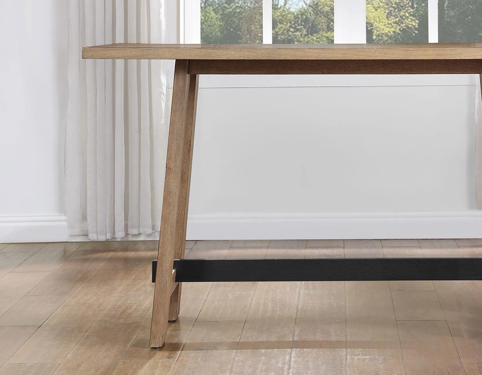 Aubrey 59.5″ Drifwood Counter Table with Black Stretchers - Image 3