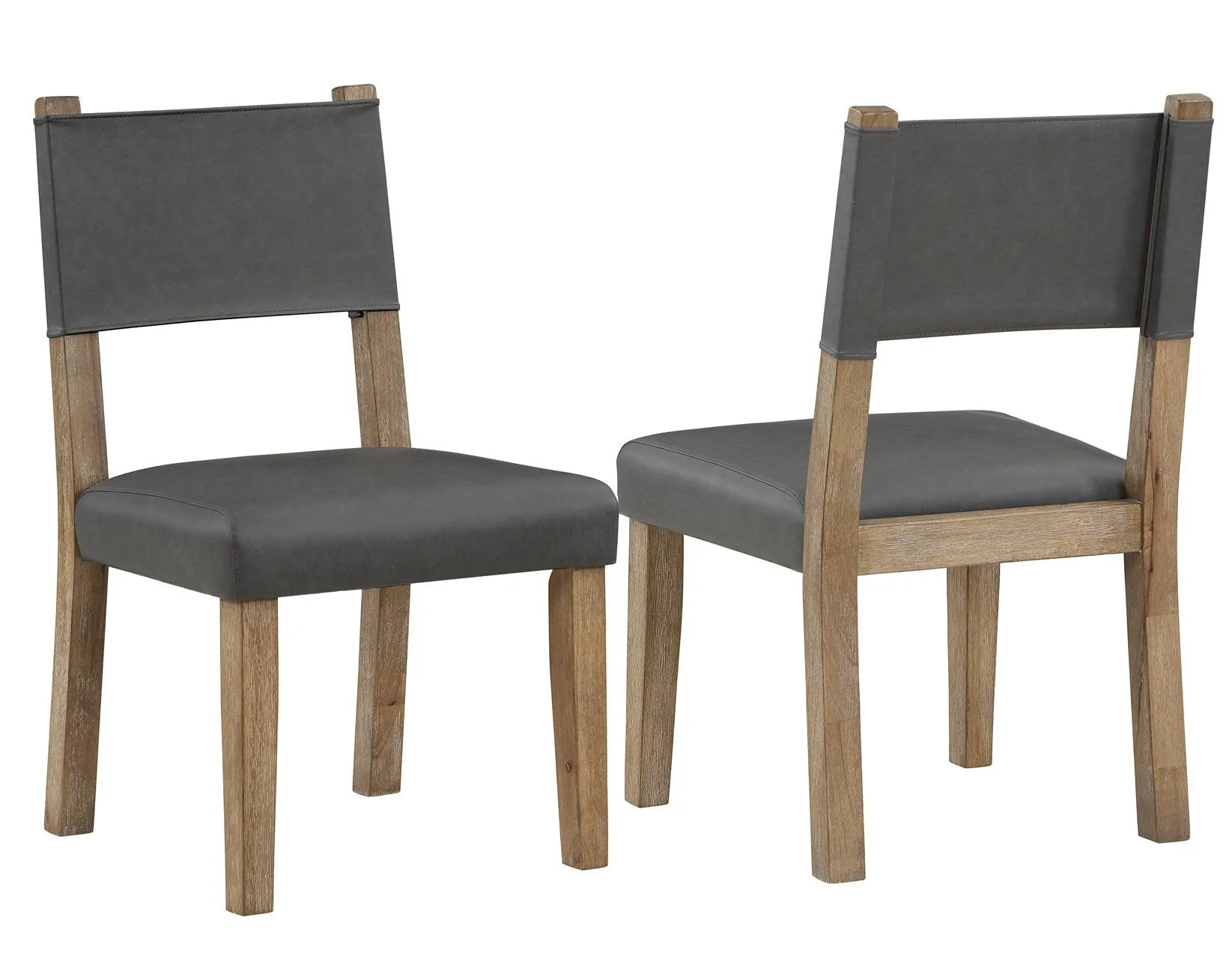 Aubrey Side Chair, Gray Vegan Leather  with Driftwood wood finish - Image 2