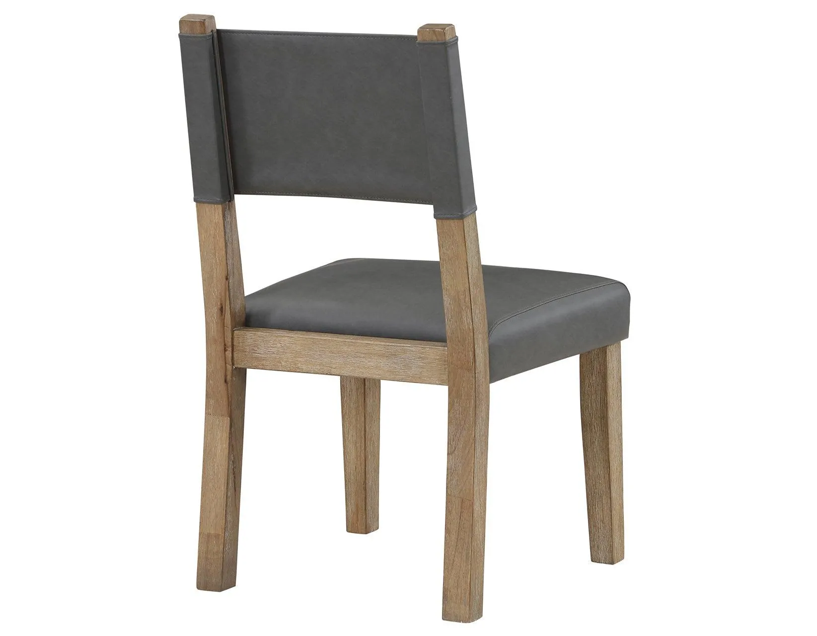 Aubrey Side Chair, Gray Vegan Leather  with Driftwood wood finish - Image 3