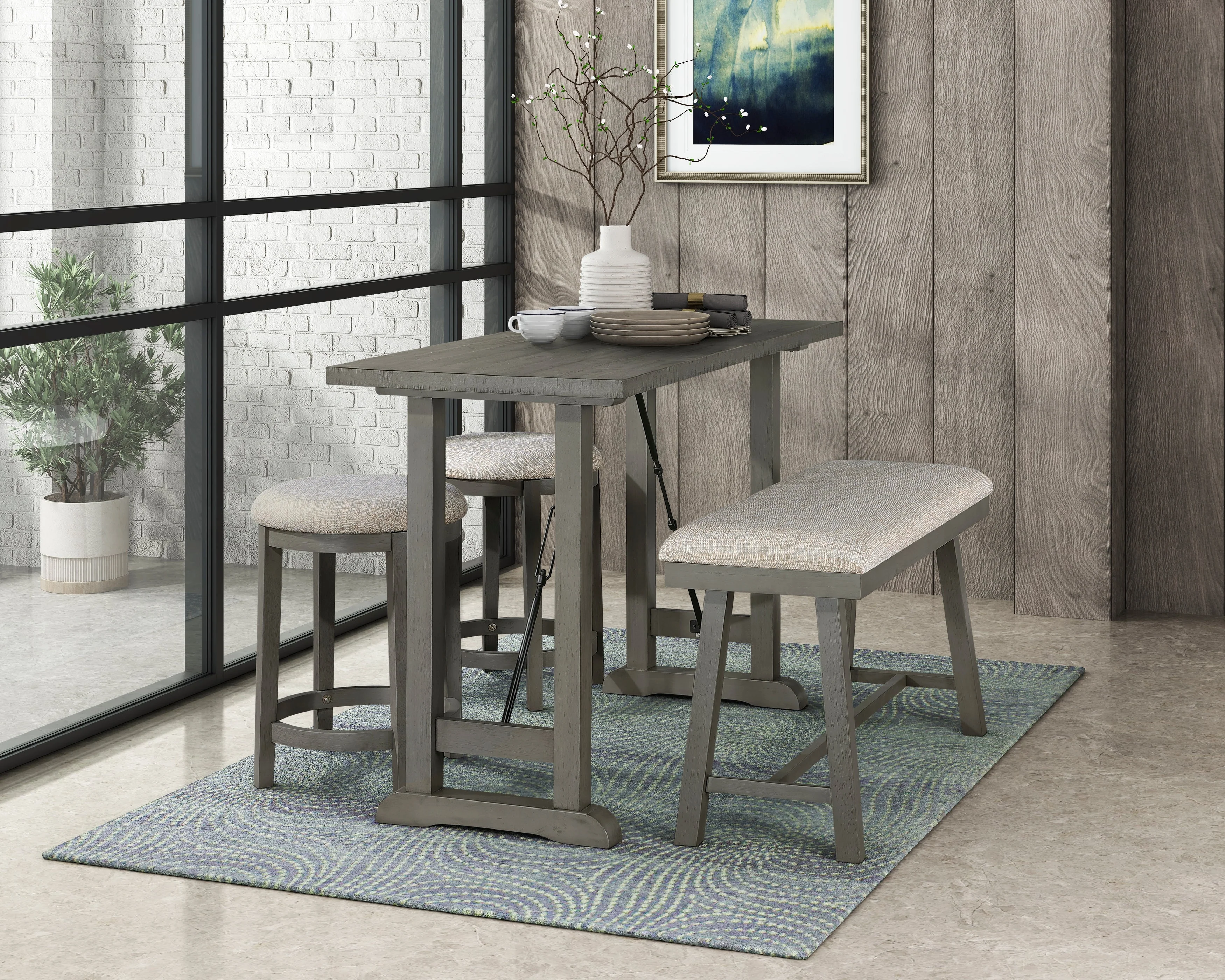 Auburndale Light Gray Counter Height Bench - Image 2