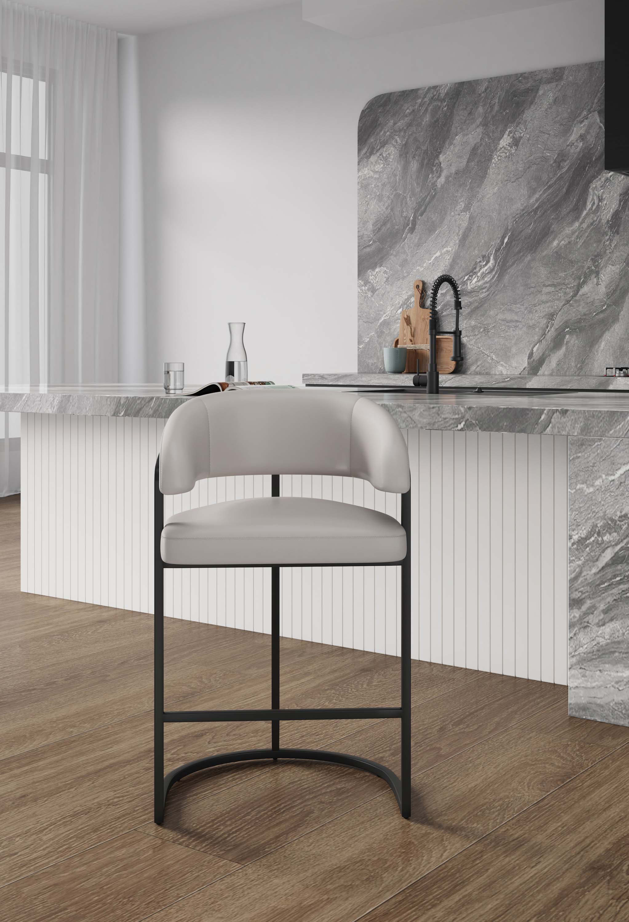 Augusta Counter Stool in Light Grey - Image 2
