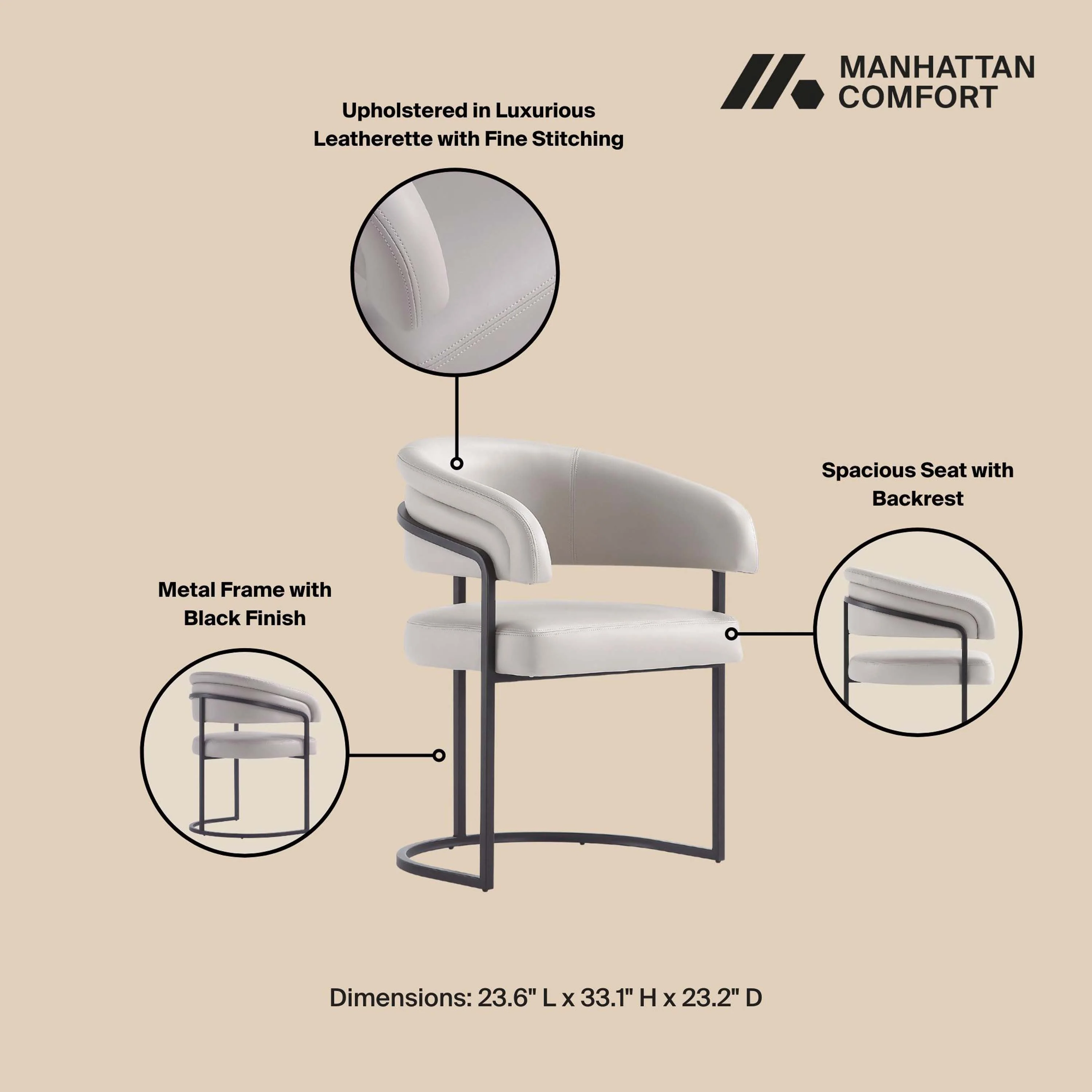 Augusta Dining Chair in Light Grey (set of 2) - Image 4