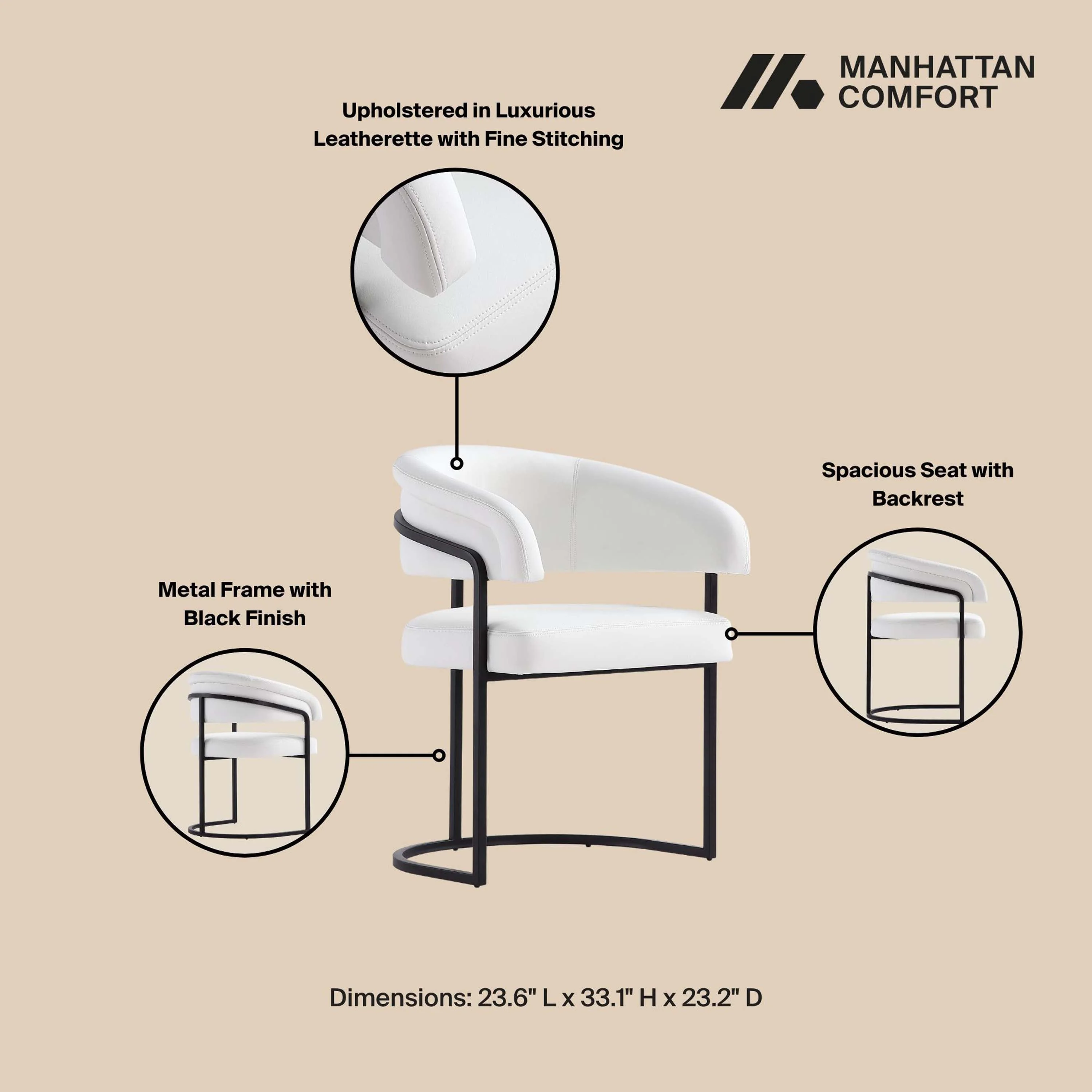 Augusta Dining Chair in White (set of 2) - Image 4