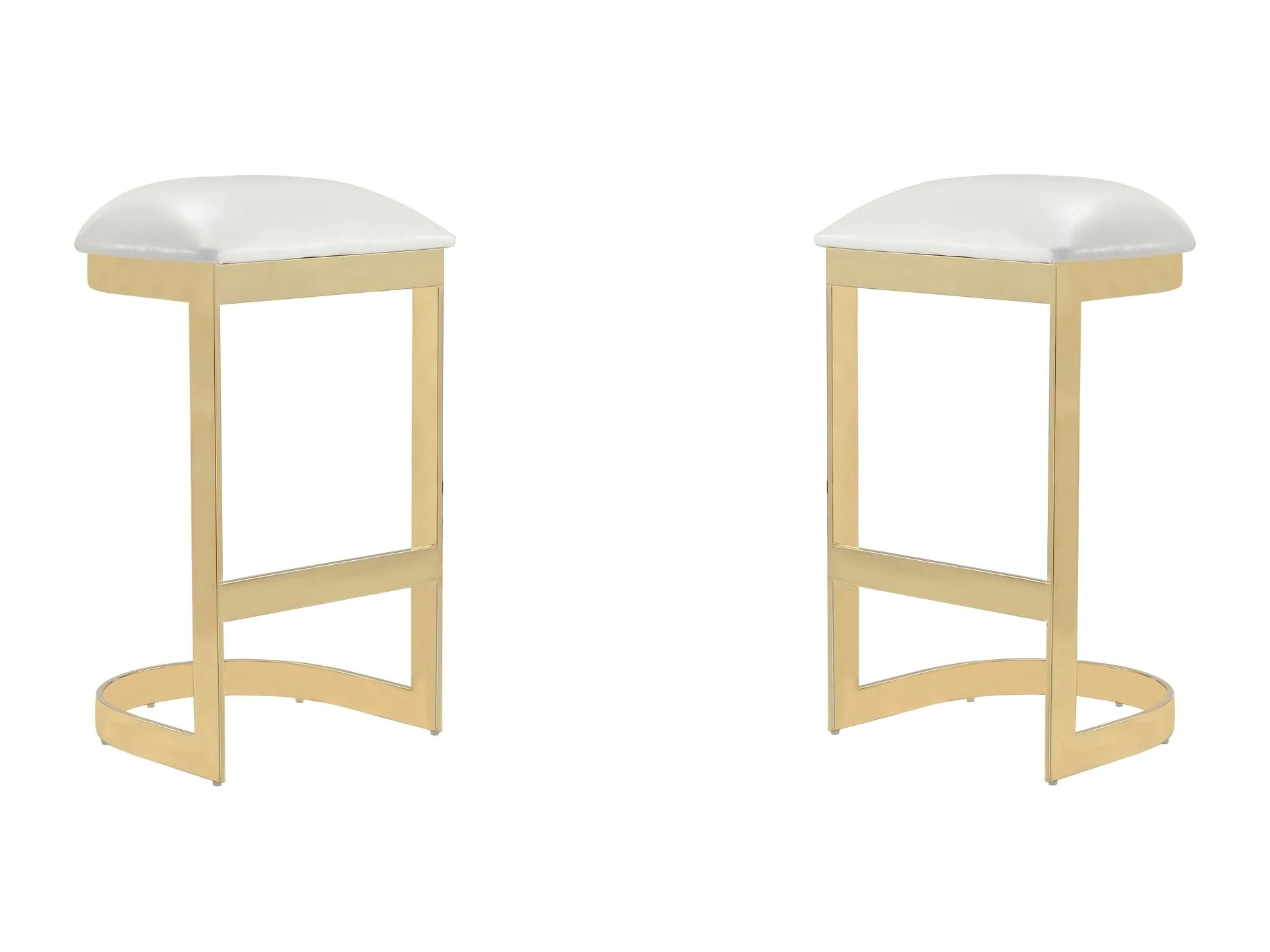 Aura Bar Stool in White and Polished Brass (set of 2)
