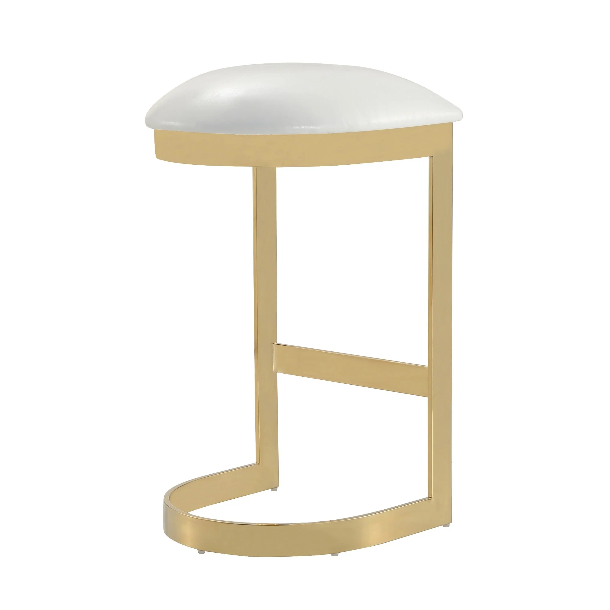 Aura Bar Stool in White and Polished Brass (set of 3) - Image 7