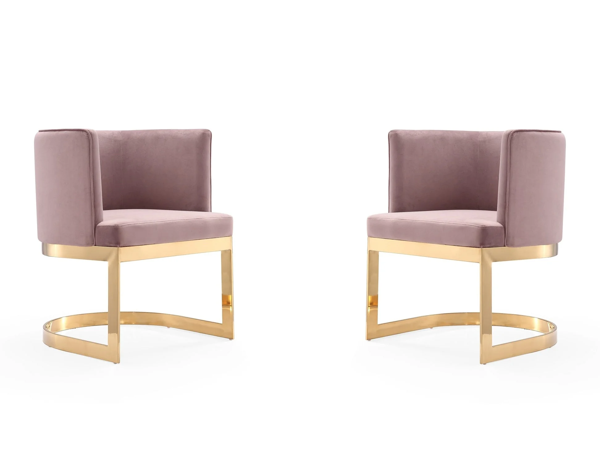 Aura Dining Chair in Blush and Polished Brass (set of 2)