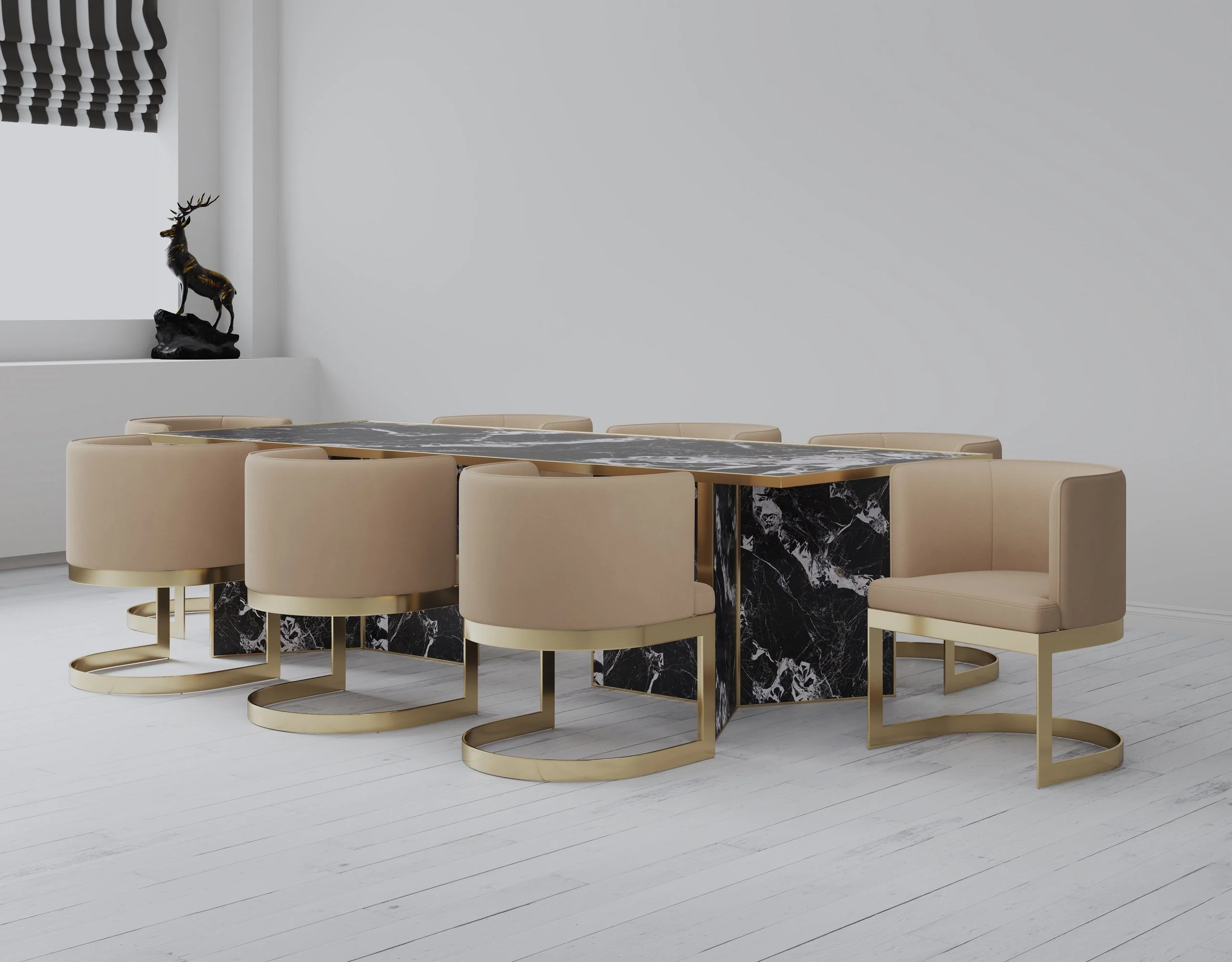 Aura Dining Chair in Sand and Polished Brass - Image 2