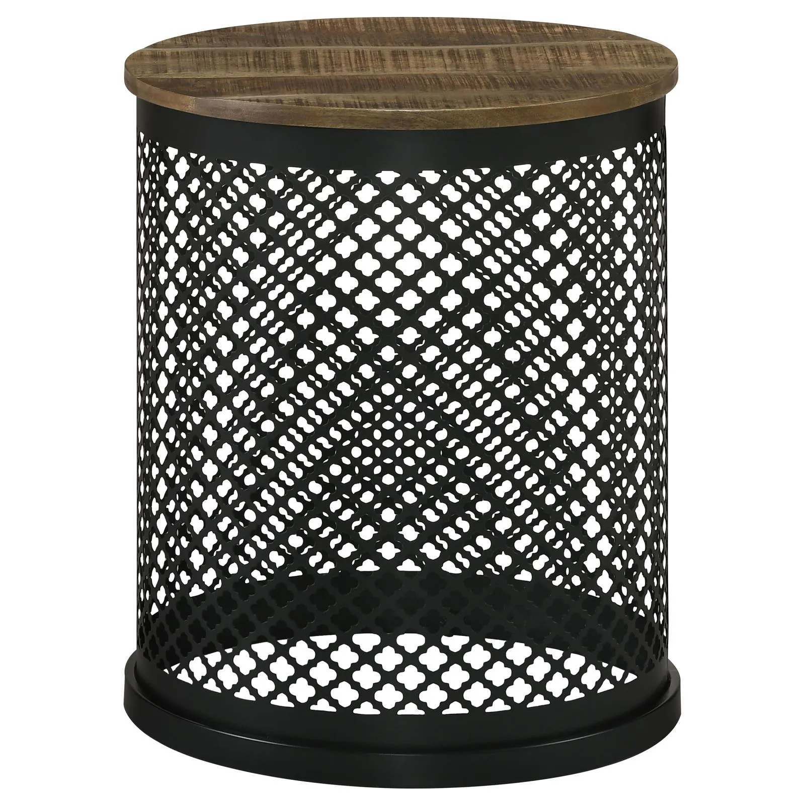 Aurora Natural/Black Round Accent Table with Drum Base - Image 2