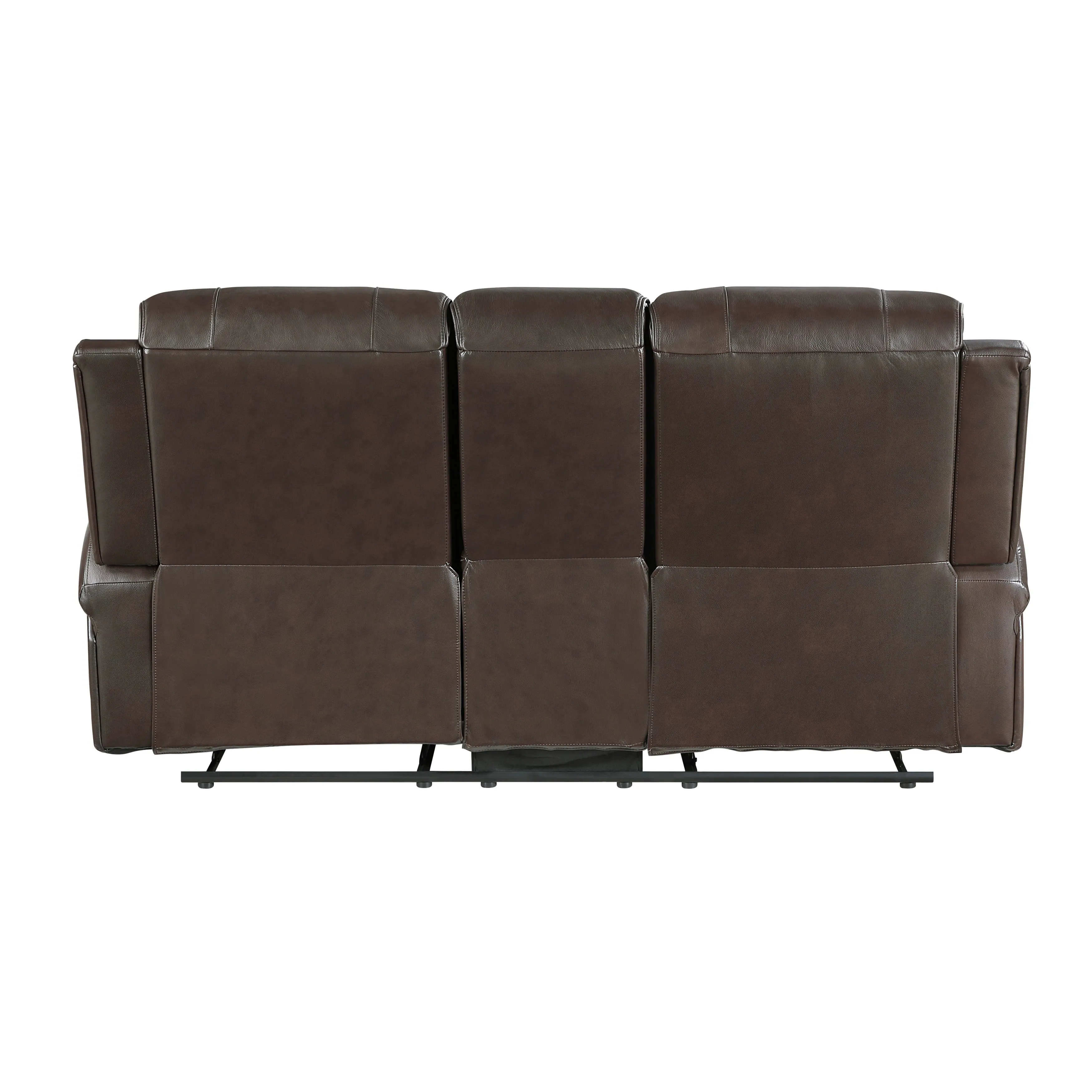 Austin Brown Genuine Leather Double Reclining Loveseat with Center Console - Image 2