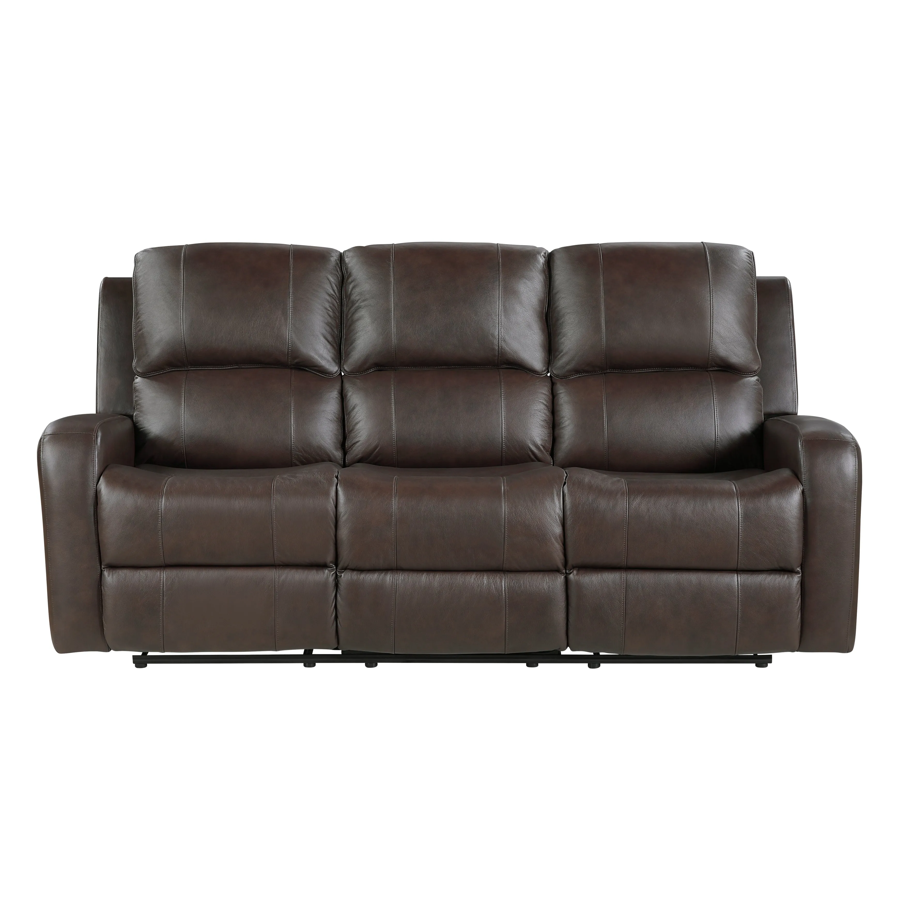 Austin Brown Genuine Leather Reclining Living Room Set - Image 4