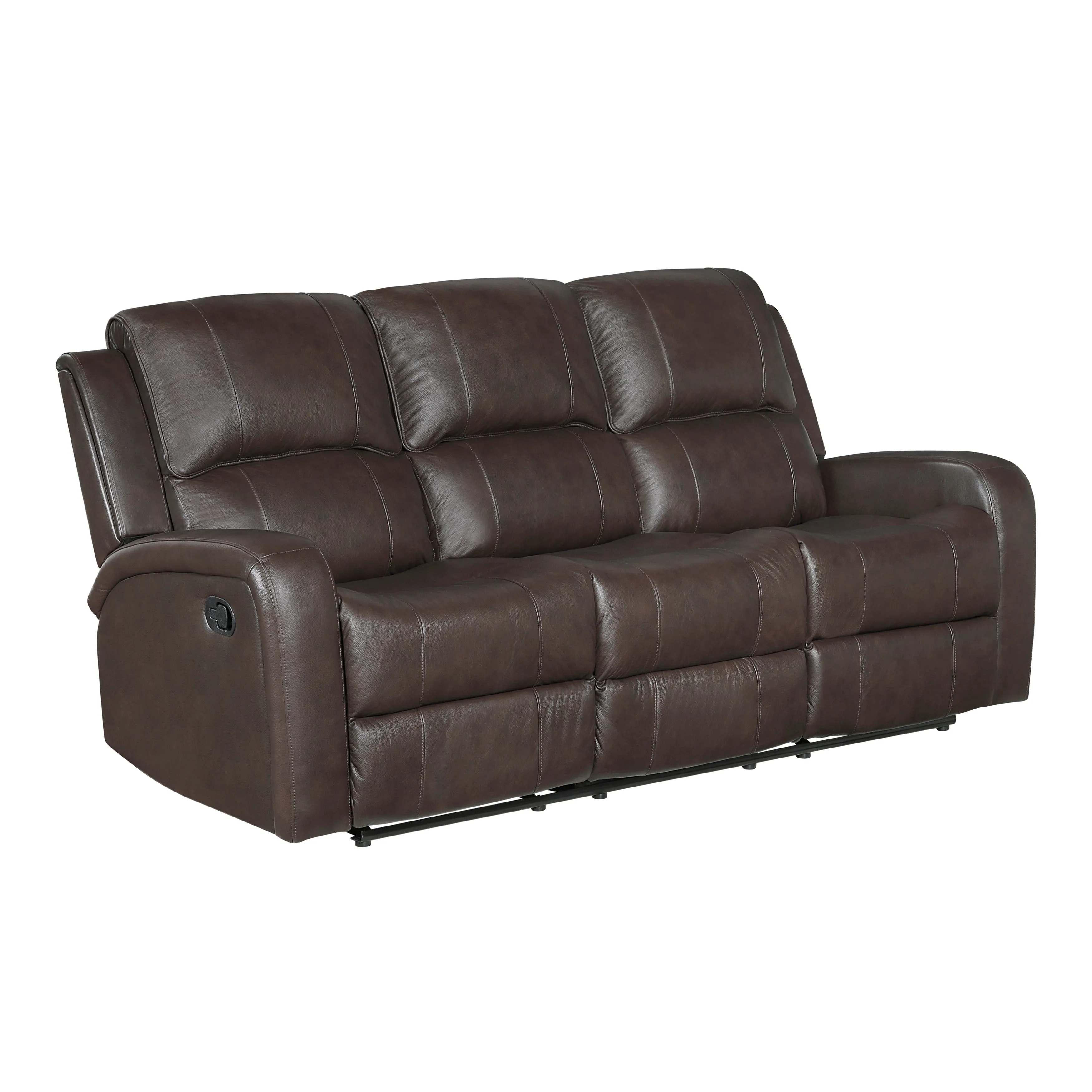 Austin Brown Genuine Leather Reclining Living Room Set - Image 5