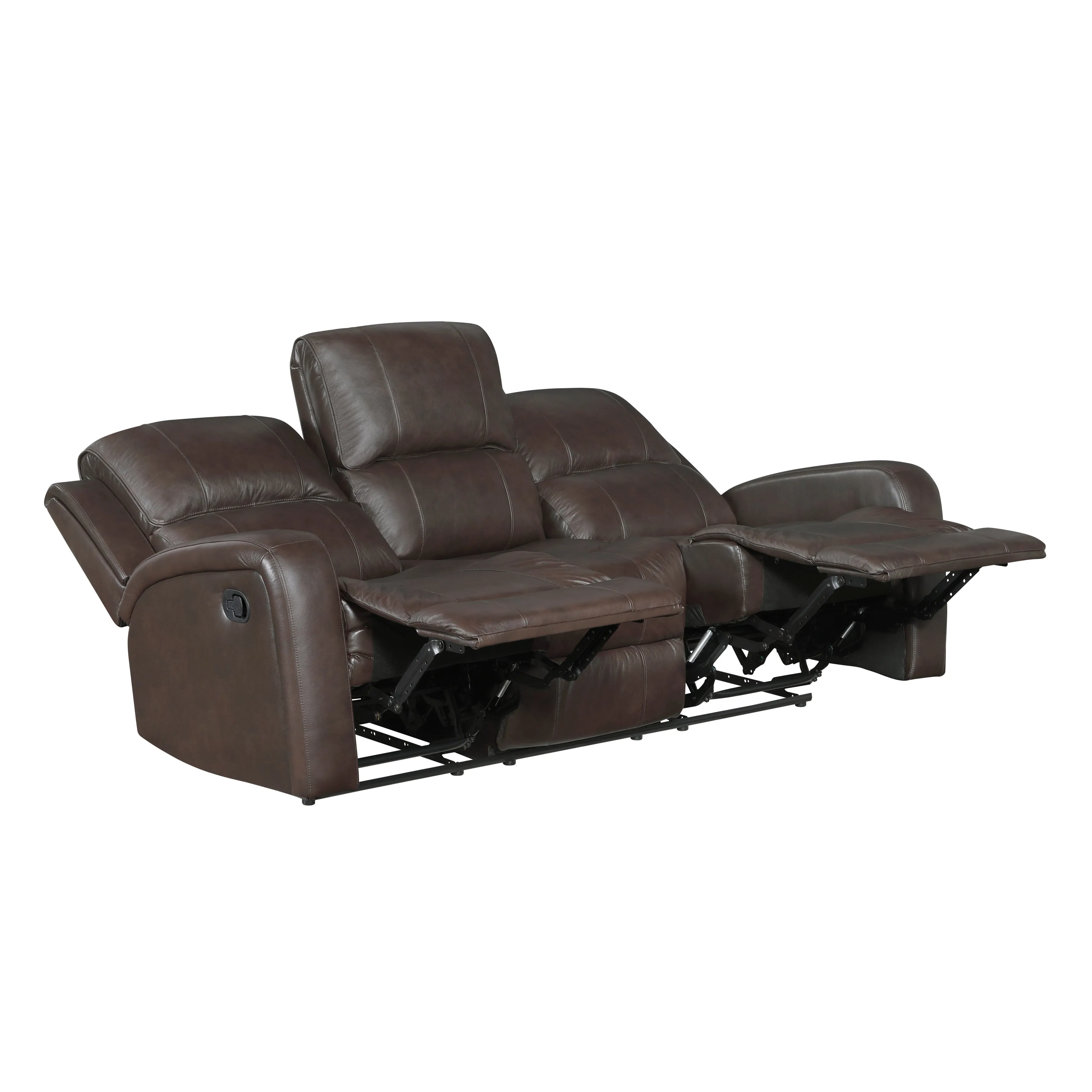 Austin Brown Genuine Leather Reclining Living Room Set - Image 8