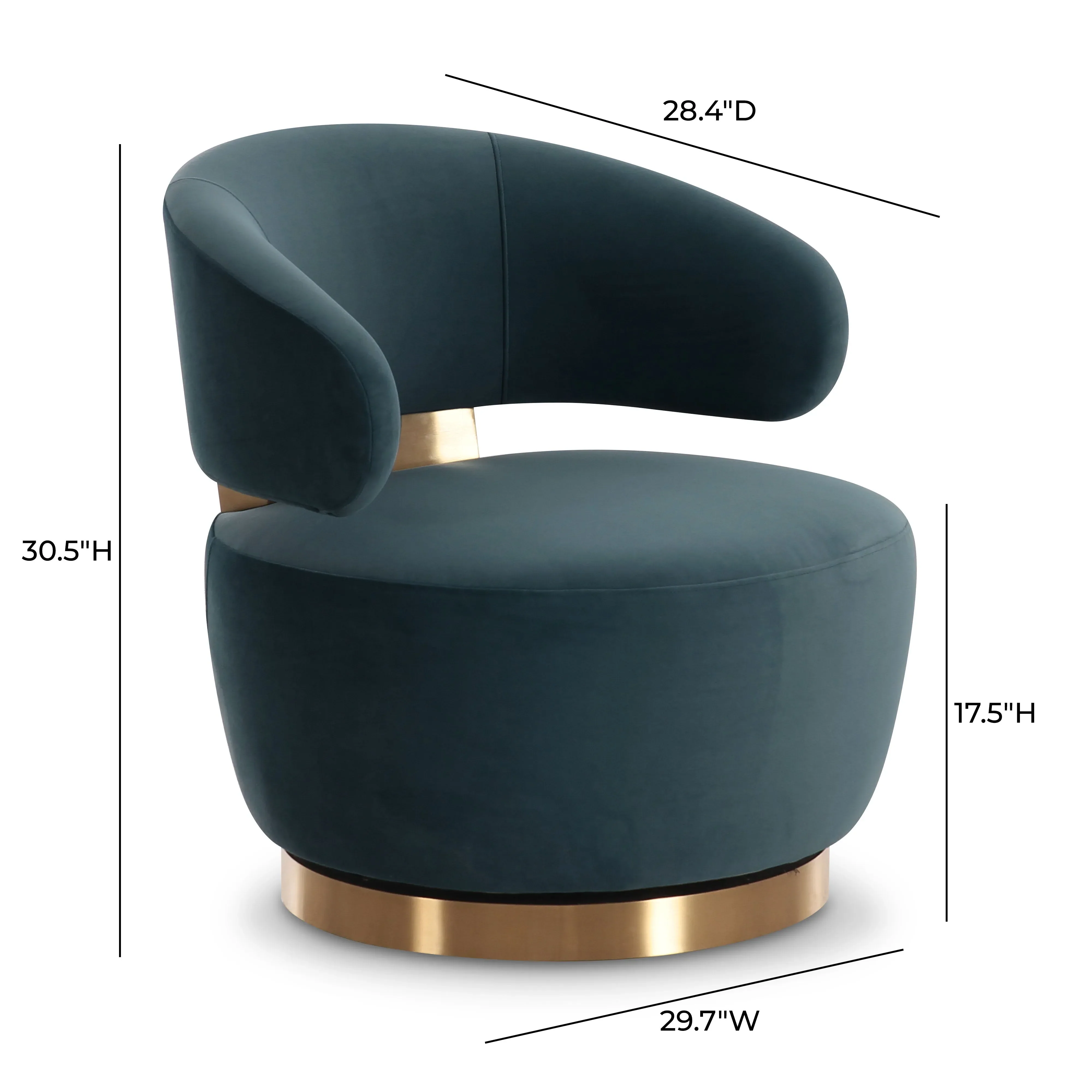 Austin Dark Teal Velvet Swivel Chair - Image 6